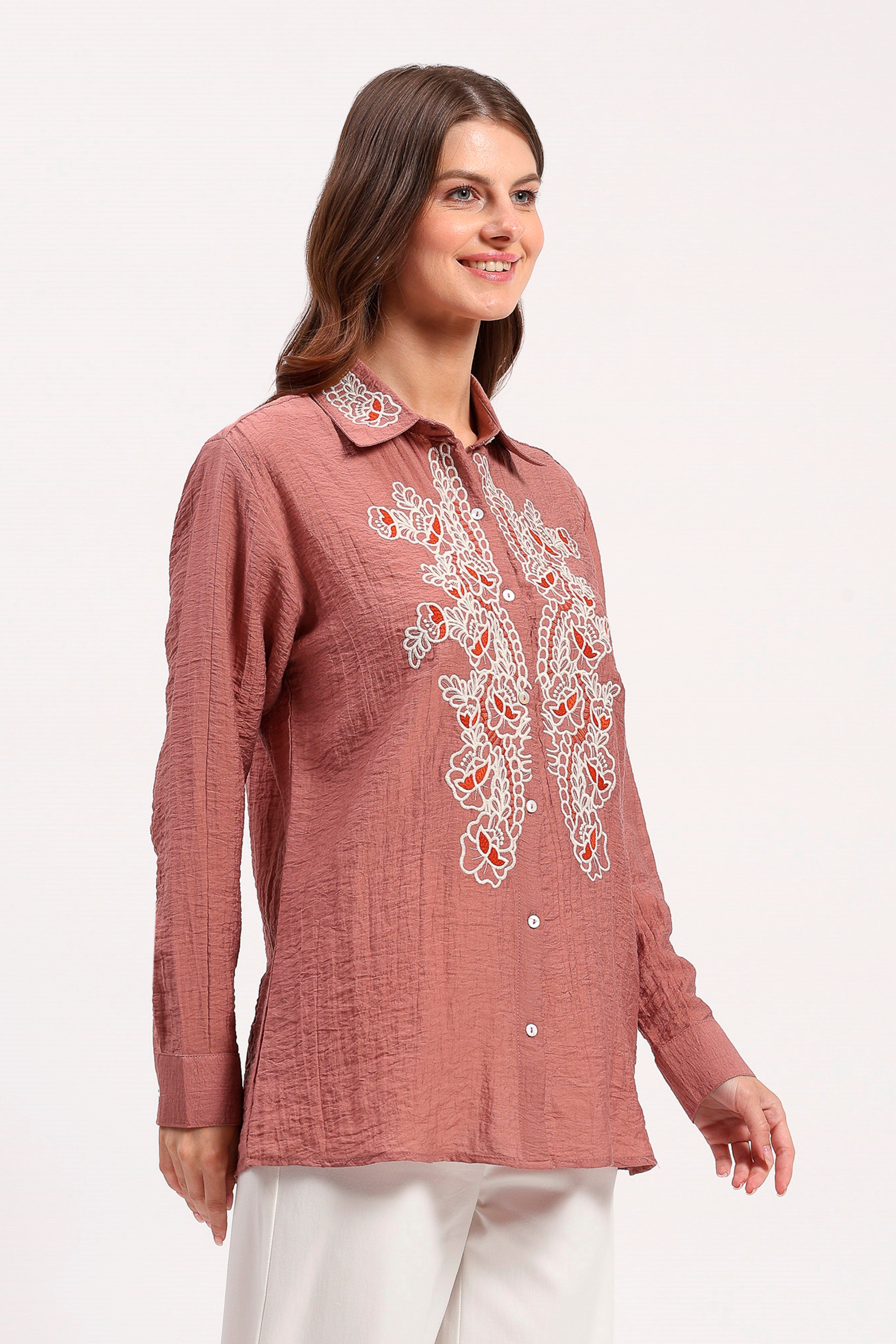 Pink Embroidered Shirt
