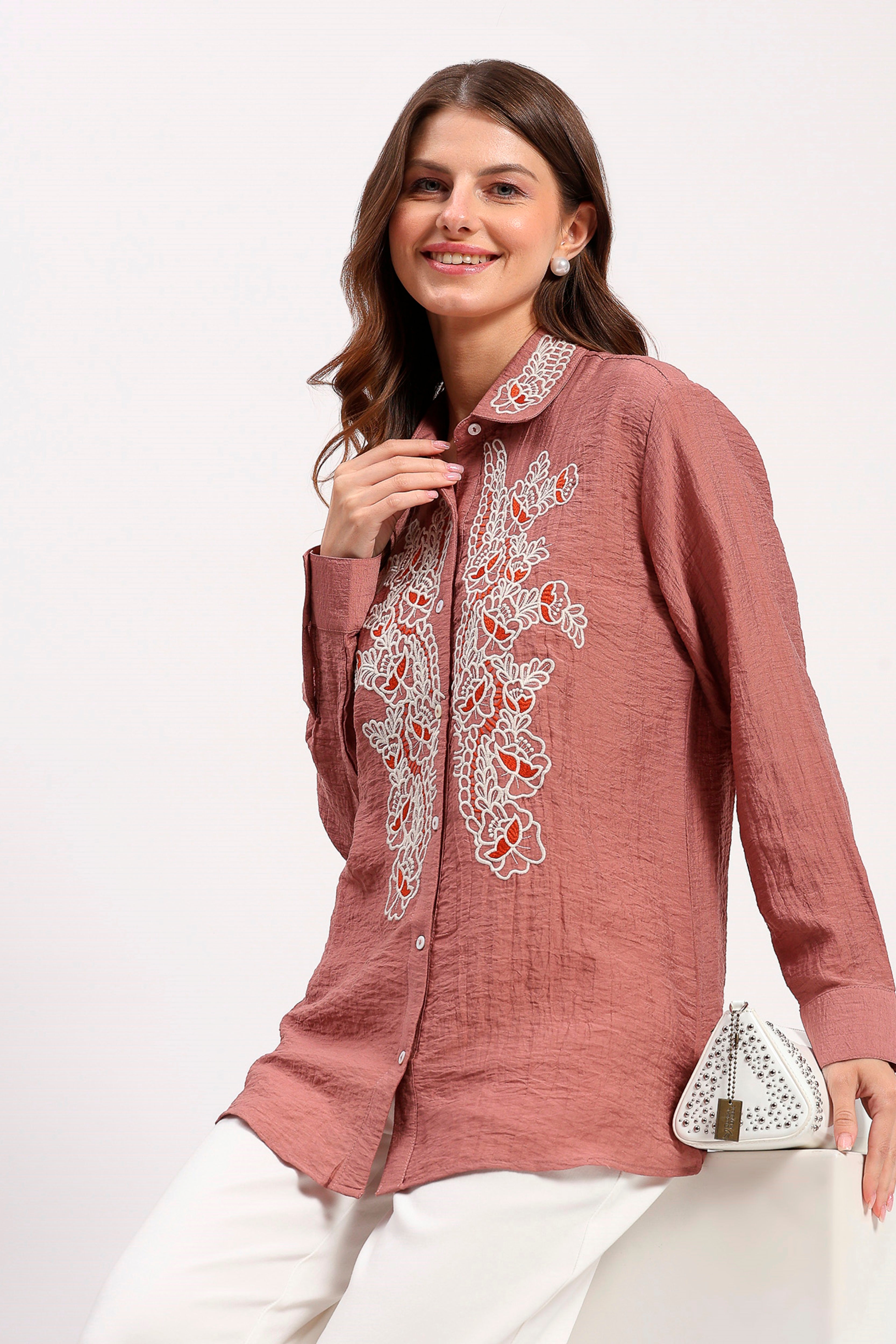 Pink Embroidered Shirt
