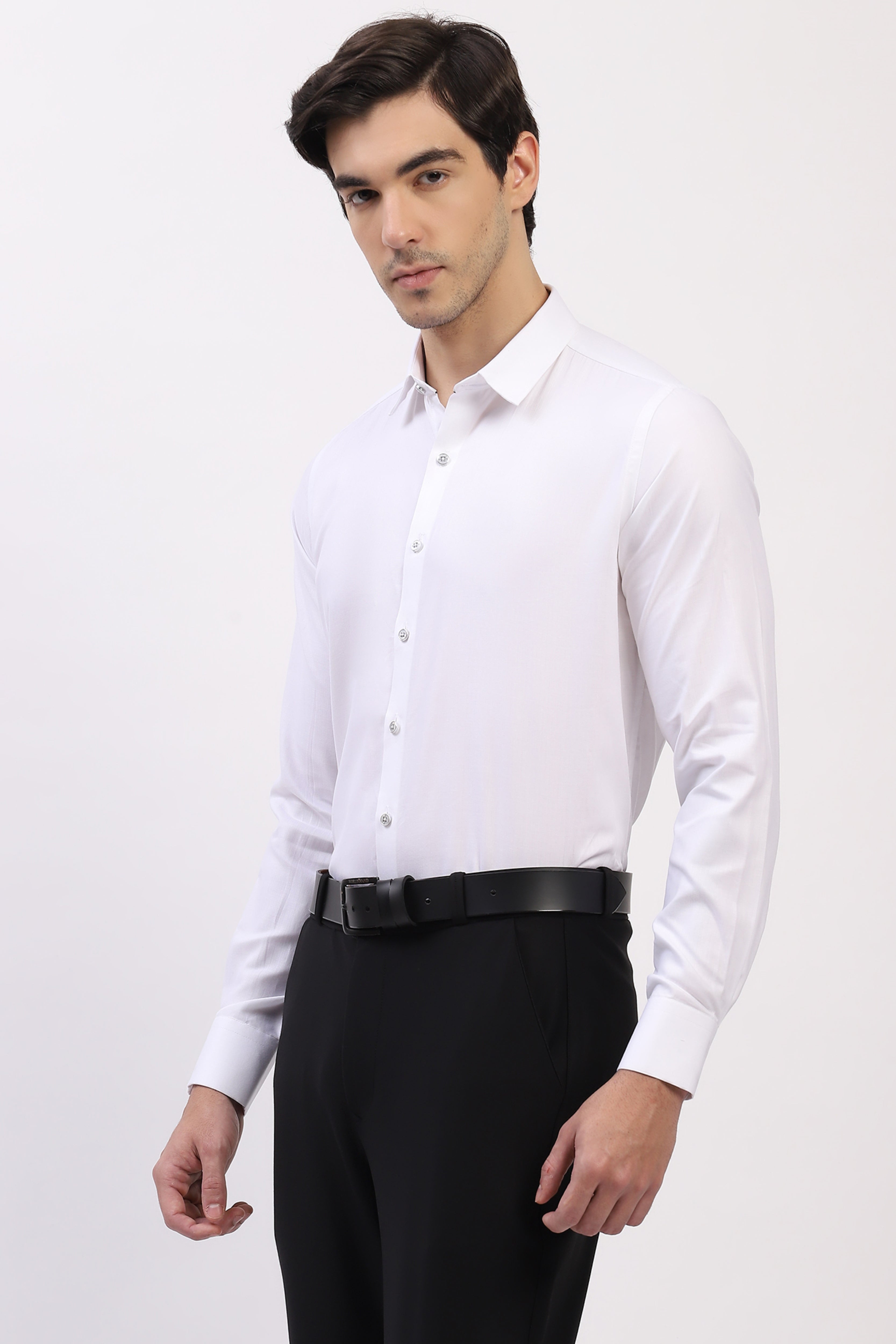 Classic White Self-Design Formal Shirt