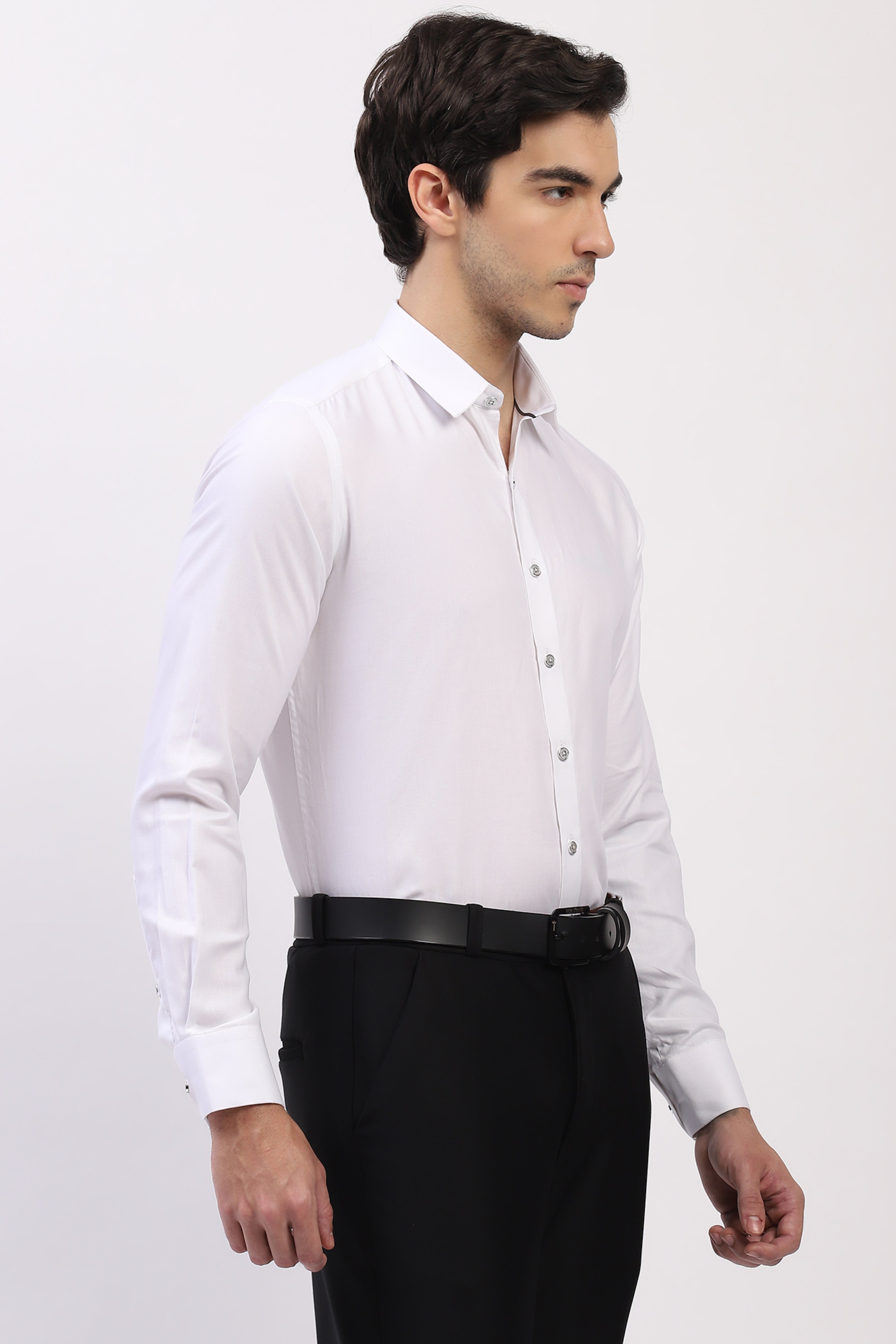 Classic White Self-Design Formal Shirt