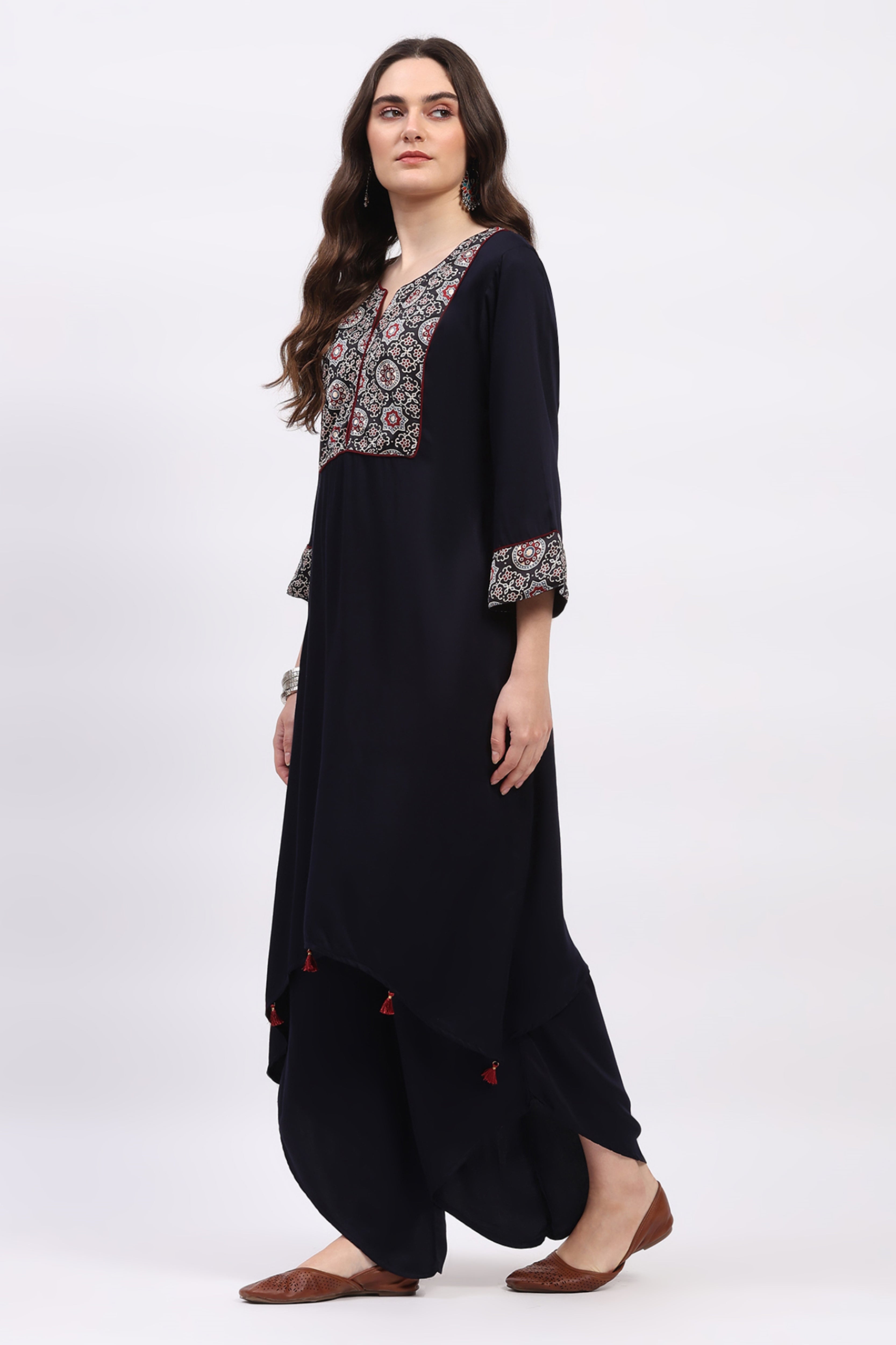 Navy Blue Ajrakh Kurta Set