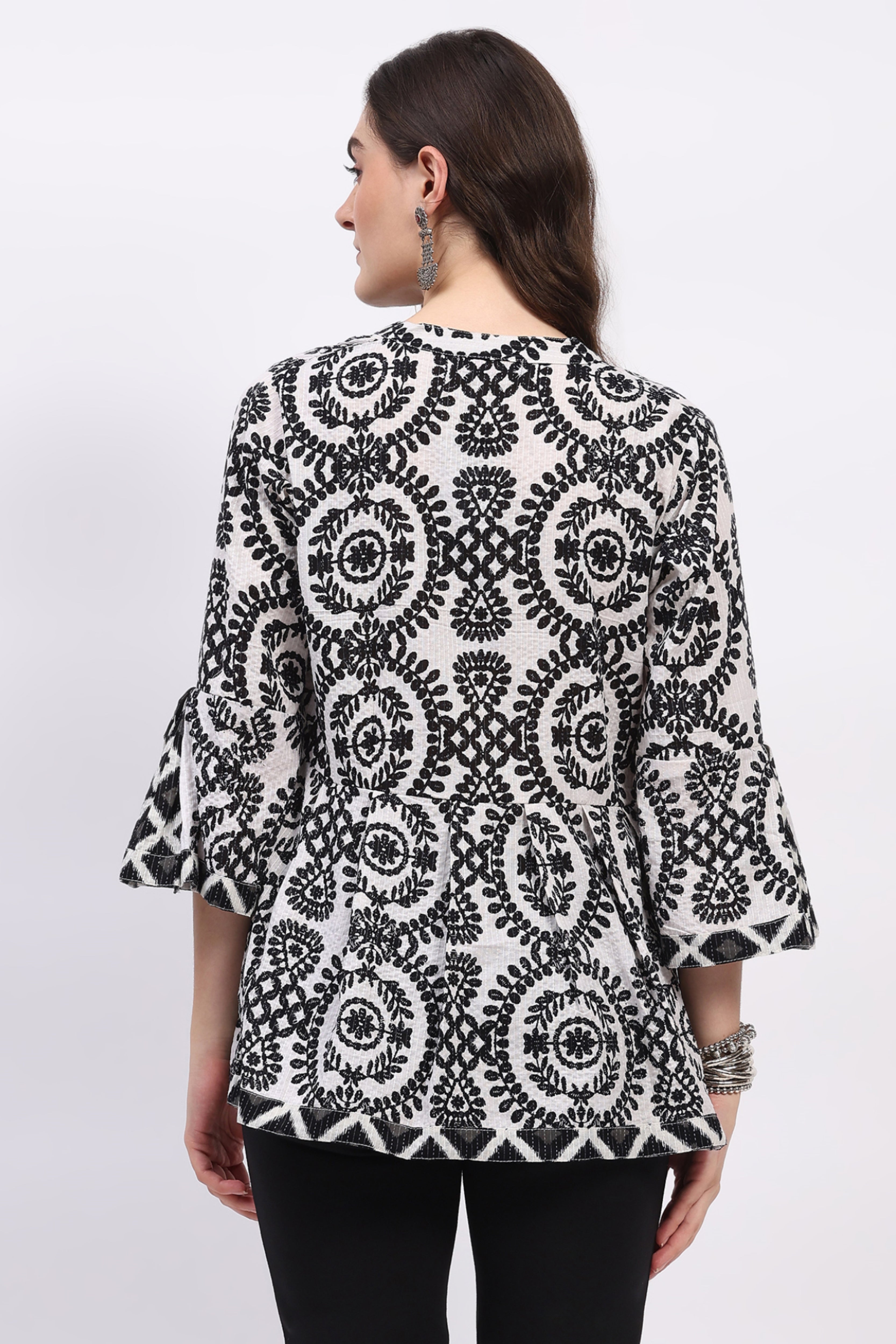 Monochrome Fit & Flare Ethnic Tunic