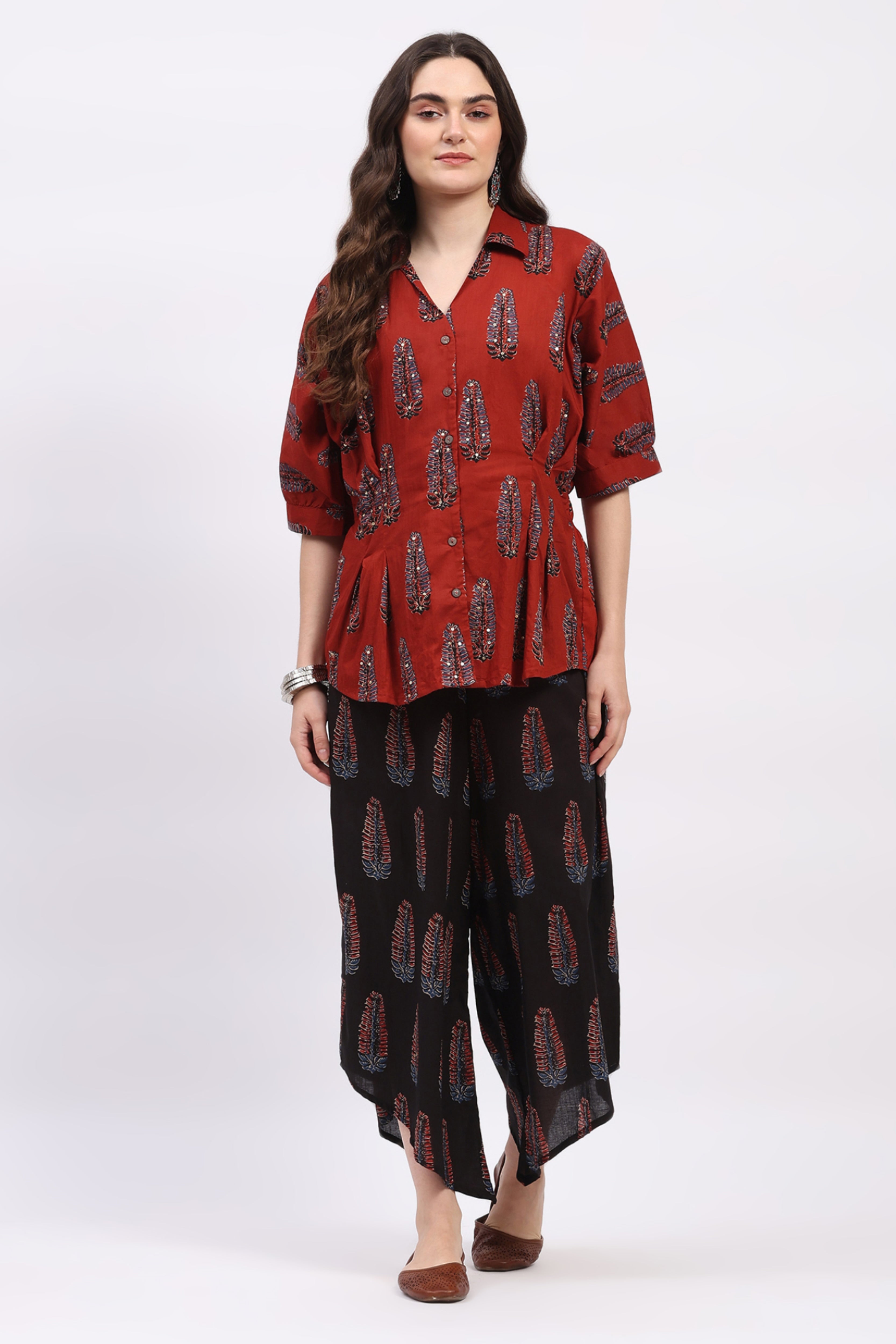 Rust Ethnic Motif Co-ord Set