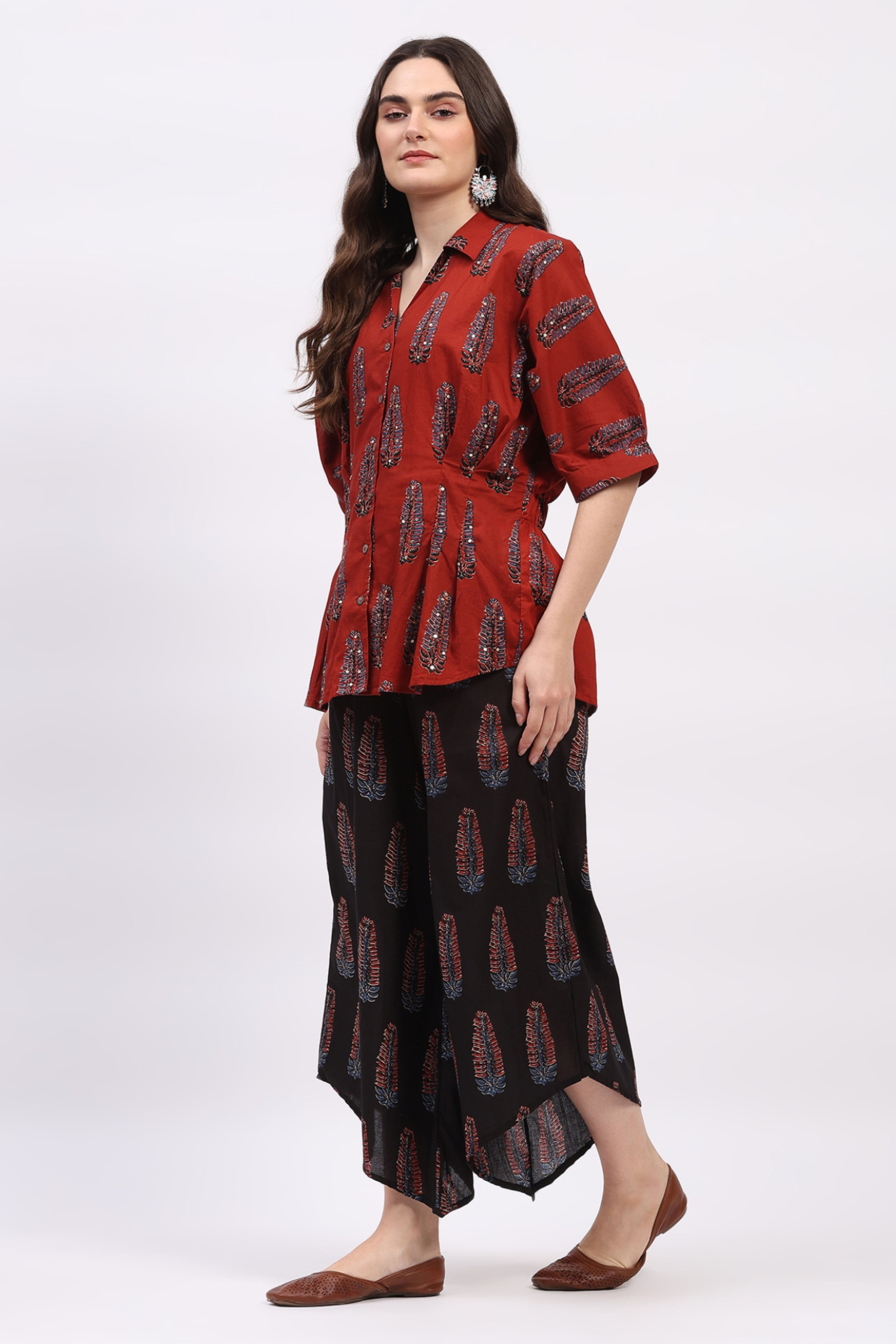 Rust Ethnic Motif Co-ord Set