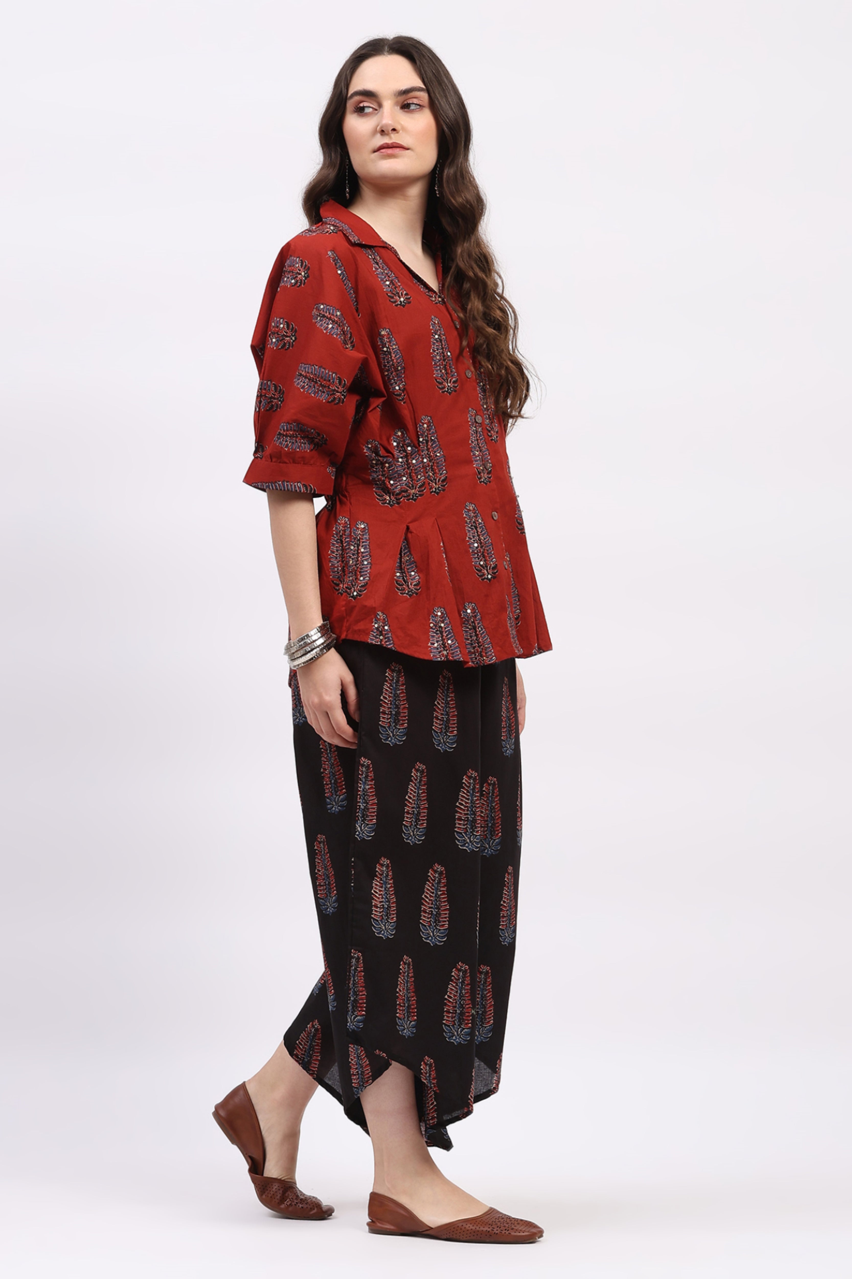 Rust Ethnic Motif Co-ord Set