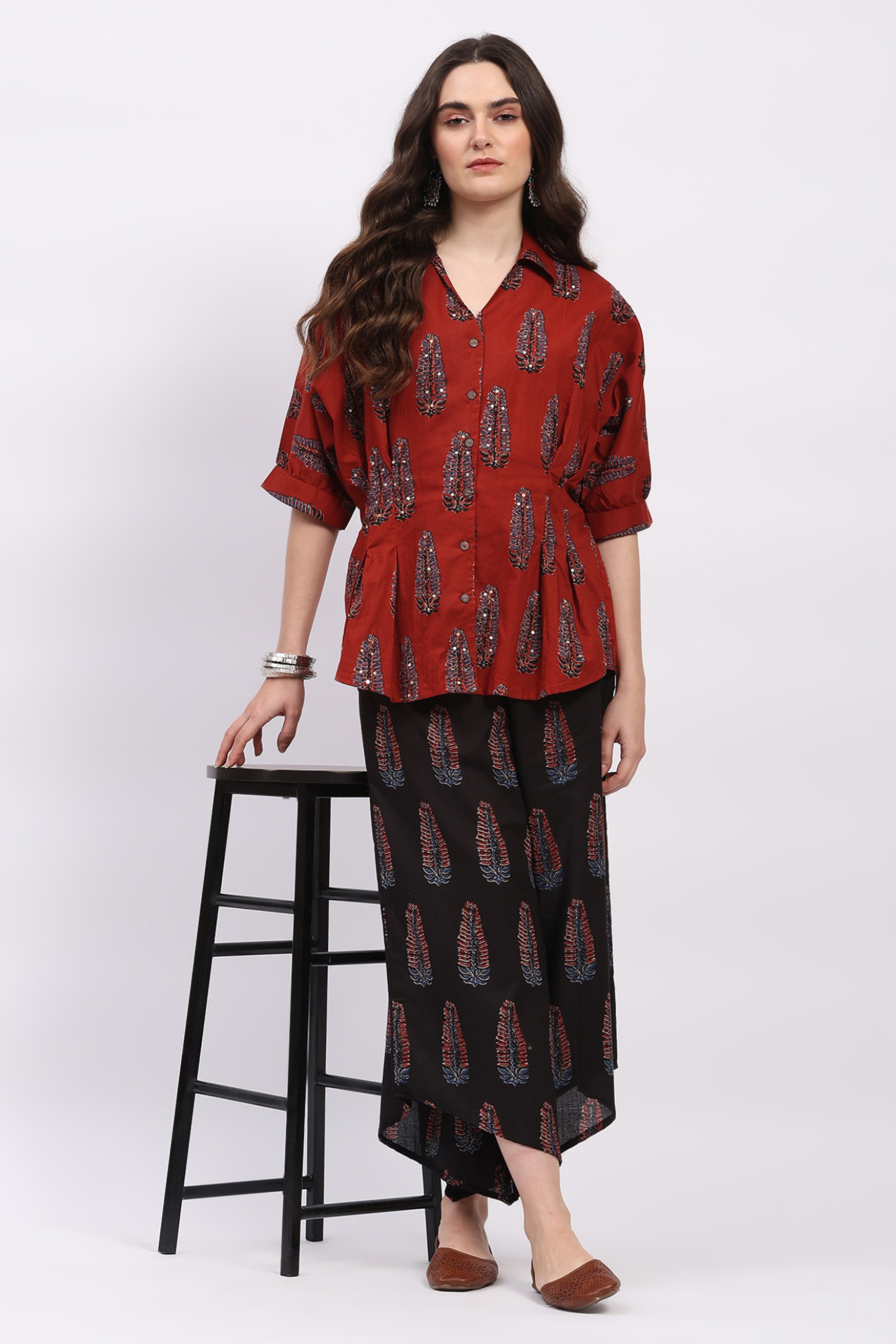 Rust Ethnic Motif Co-ord Set