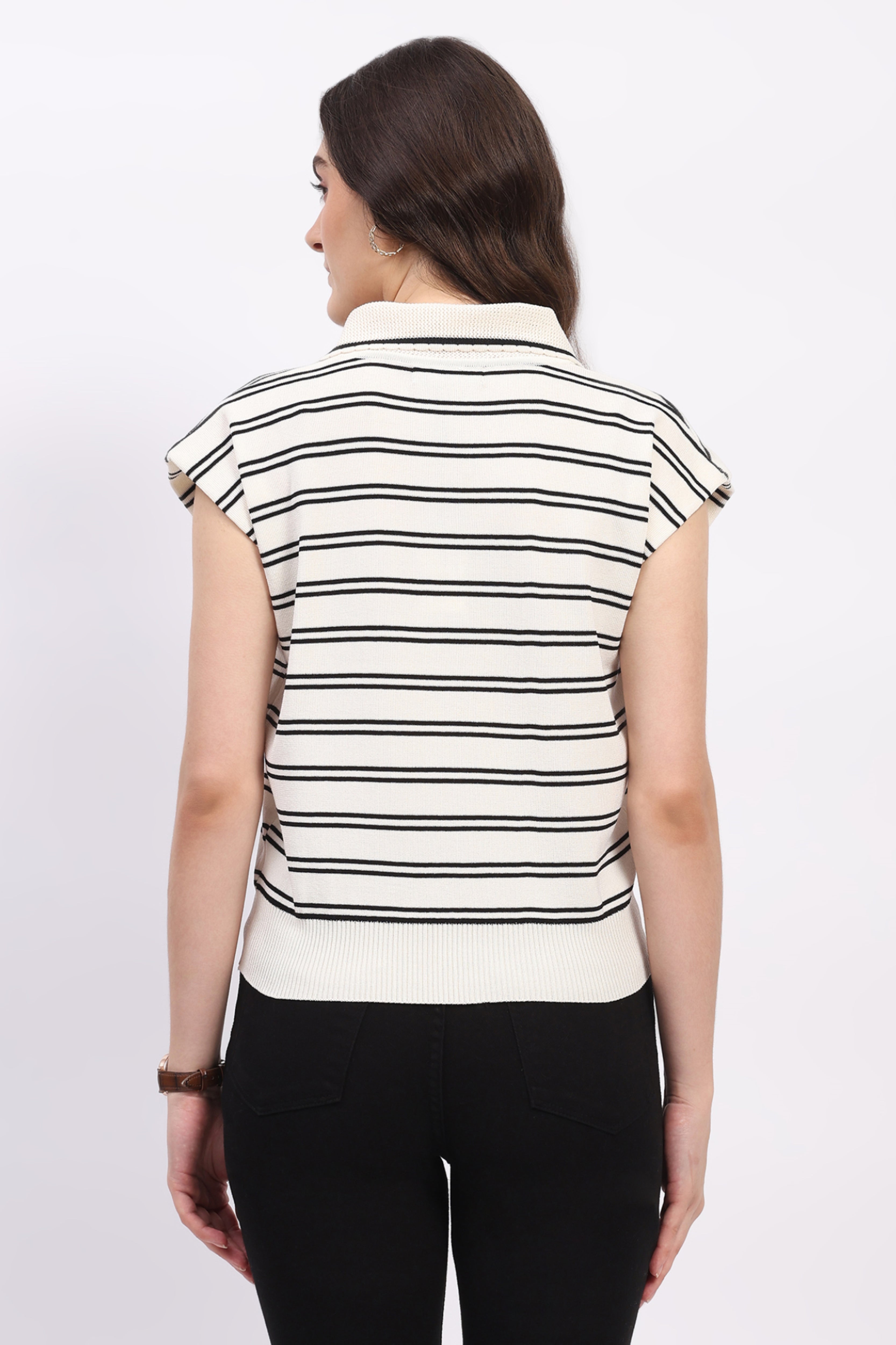 Off-White Striped Viscose Top