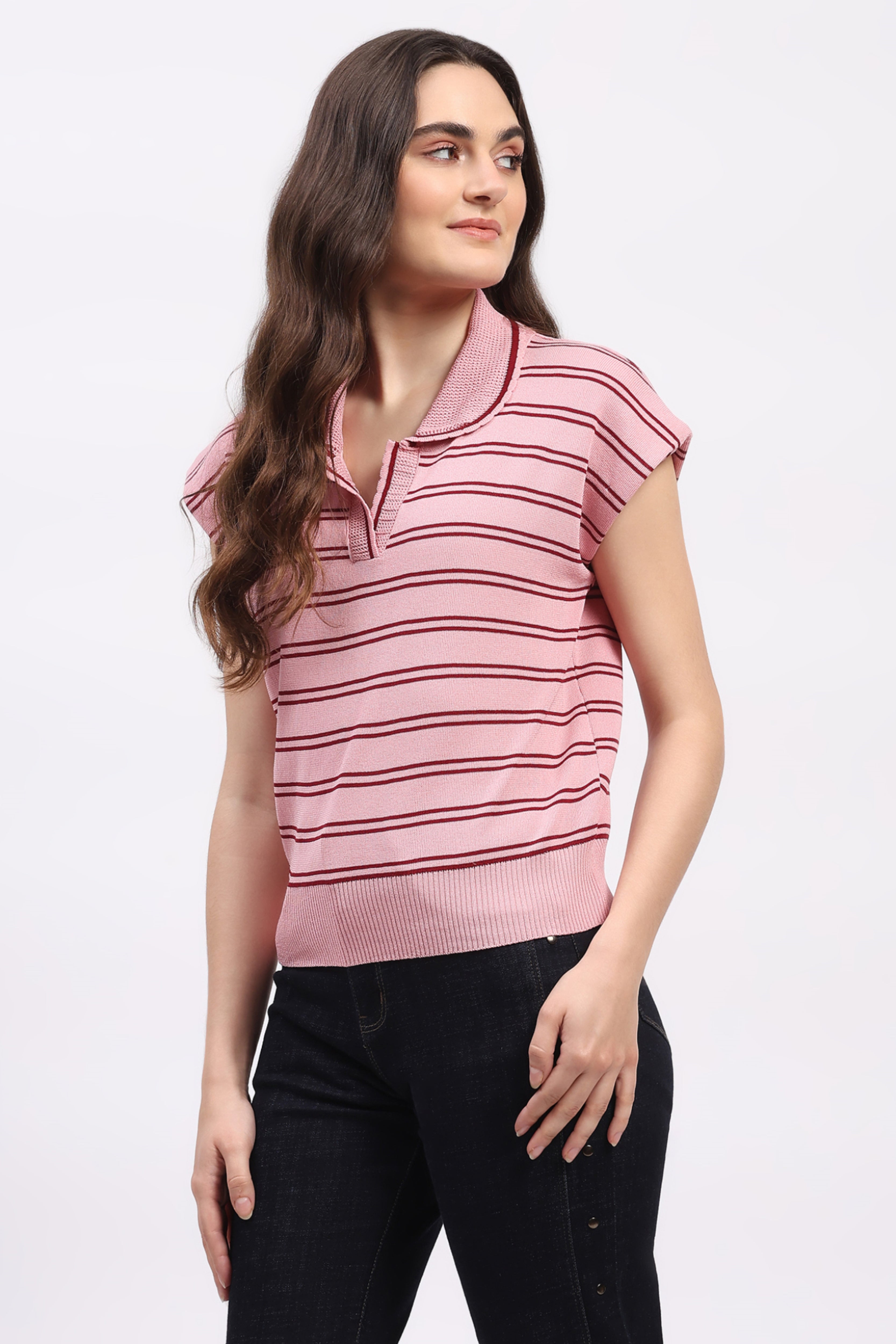 Pink Striped Viscose Top