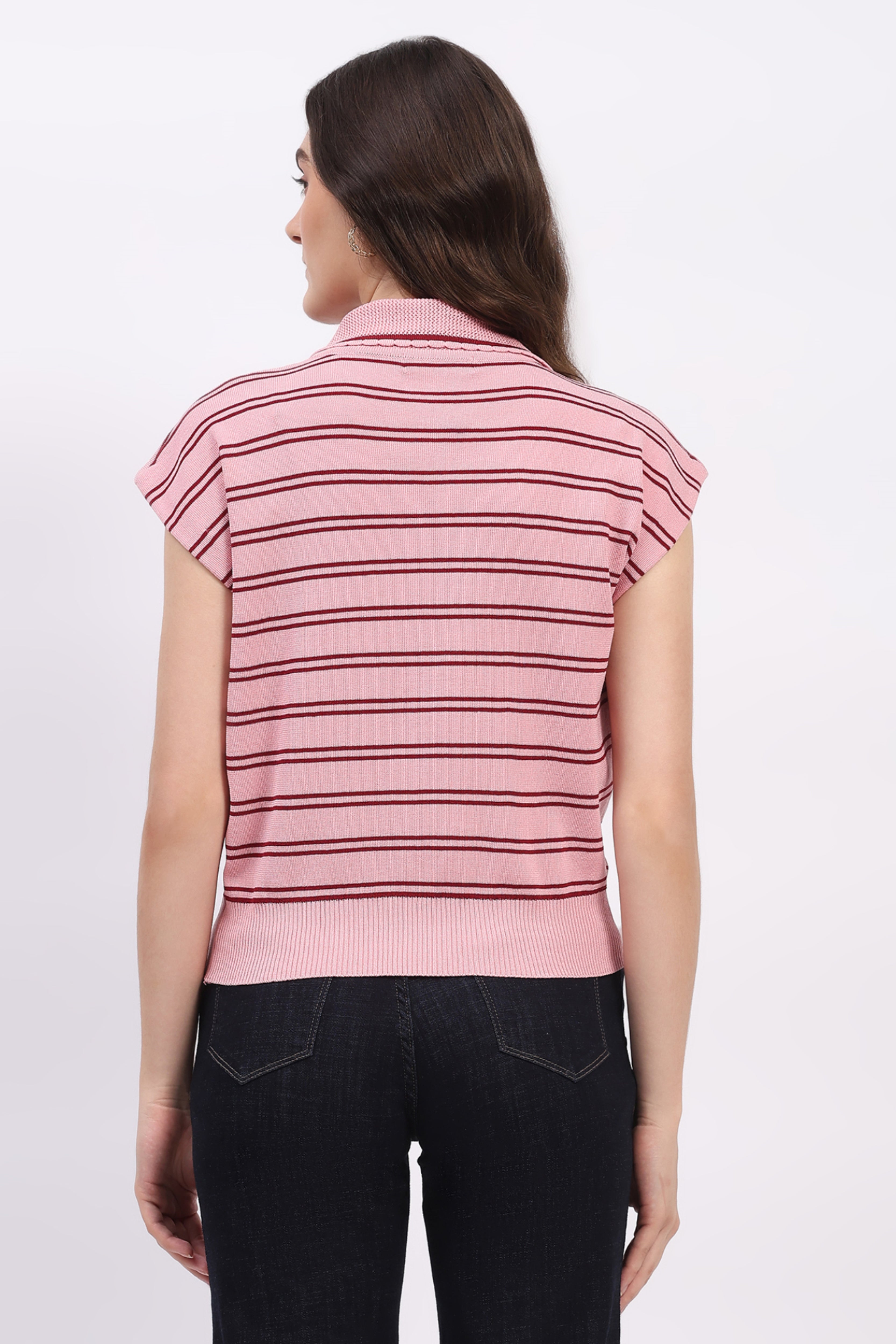 Pink Striped Viscose Top
