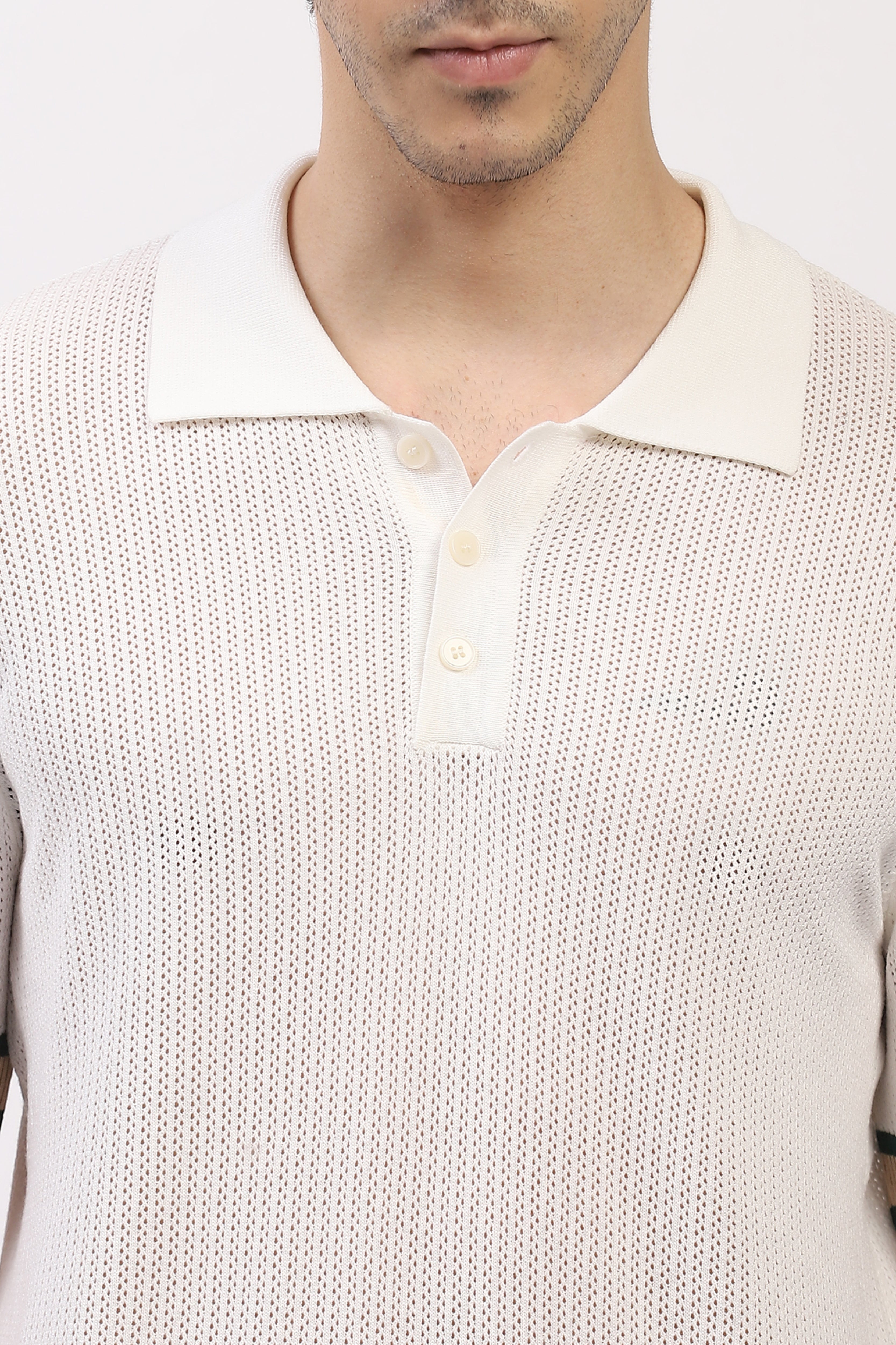 White Cotton Blend Polo T-Shirt