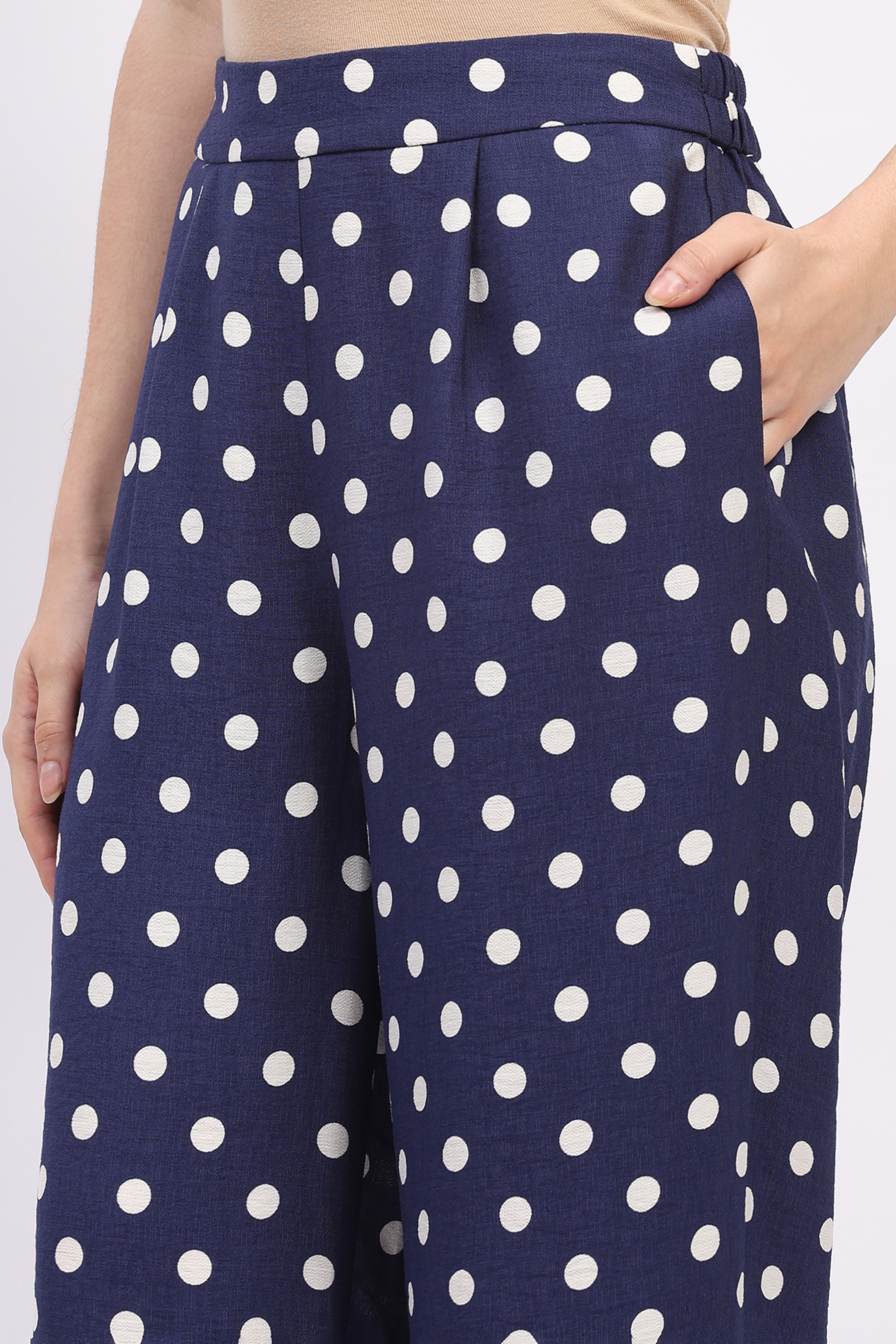 Navy Blue Polka Dot Top & Lower Set