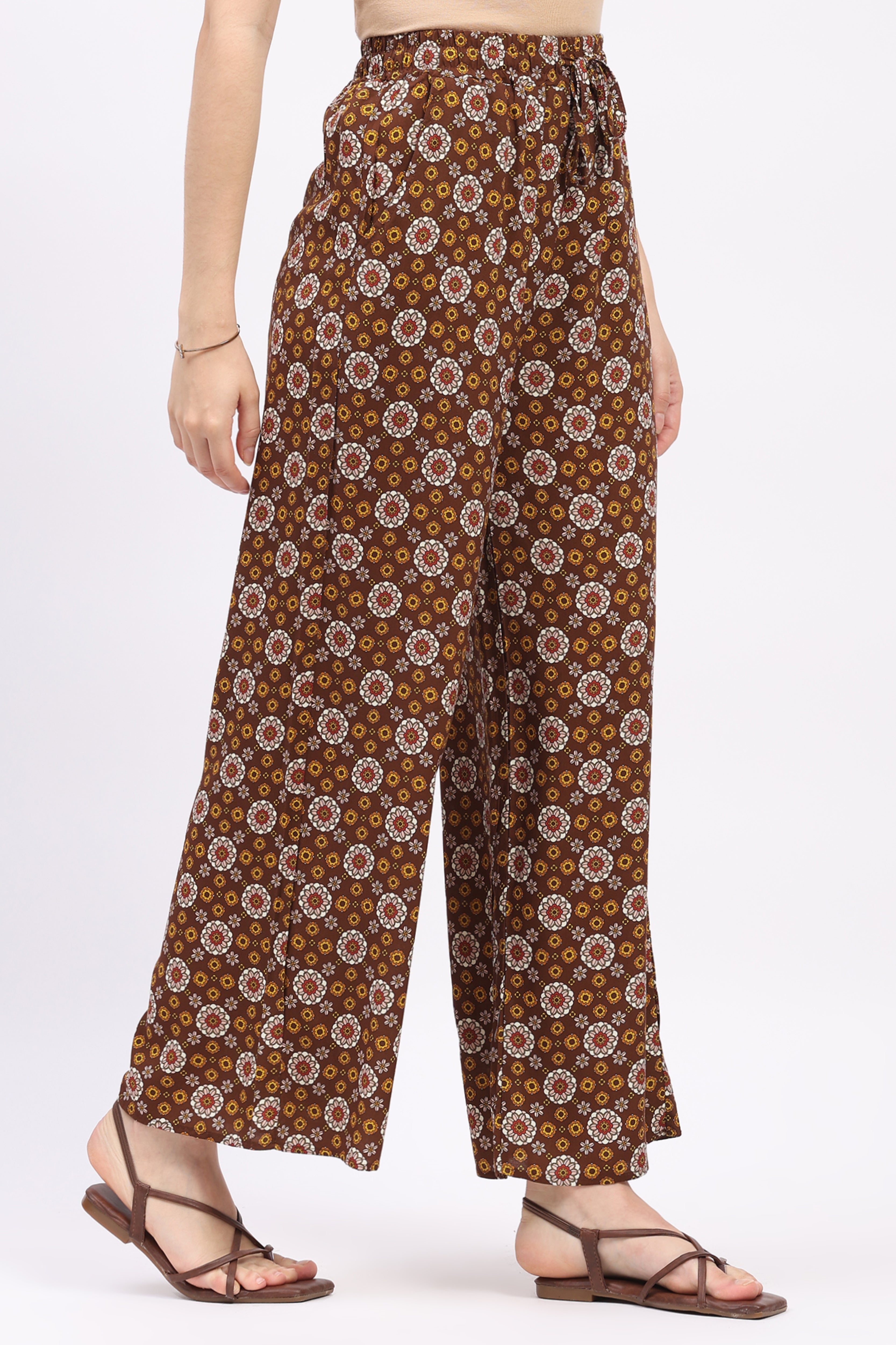 Brown Floral Print Cotton Co-ord Set