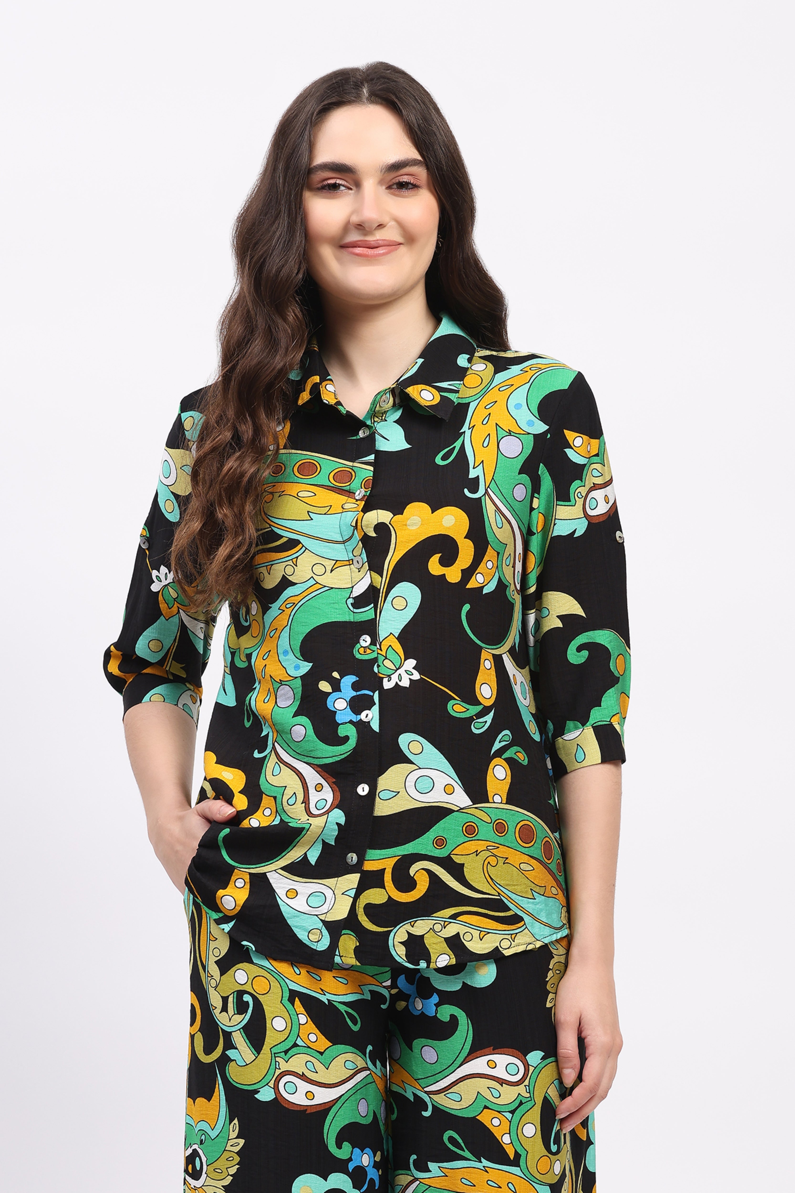 Multilcolor Abstract Print Rayon Shirt