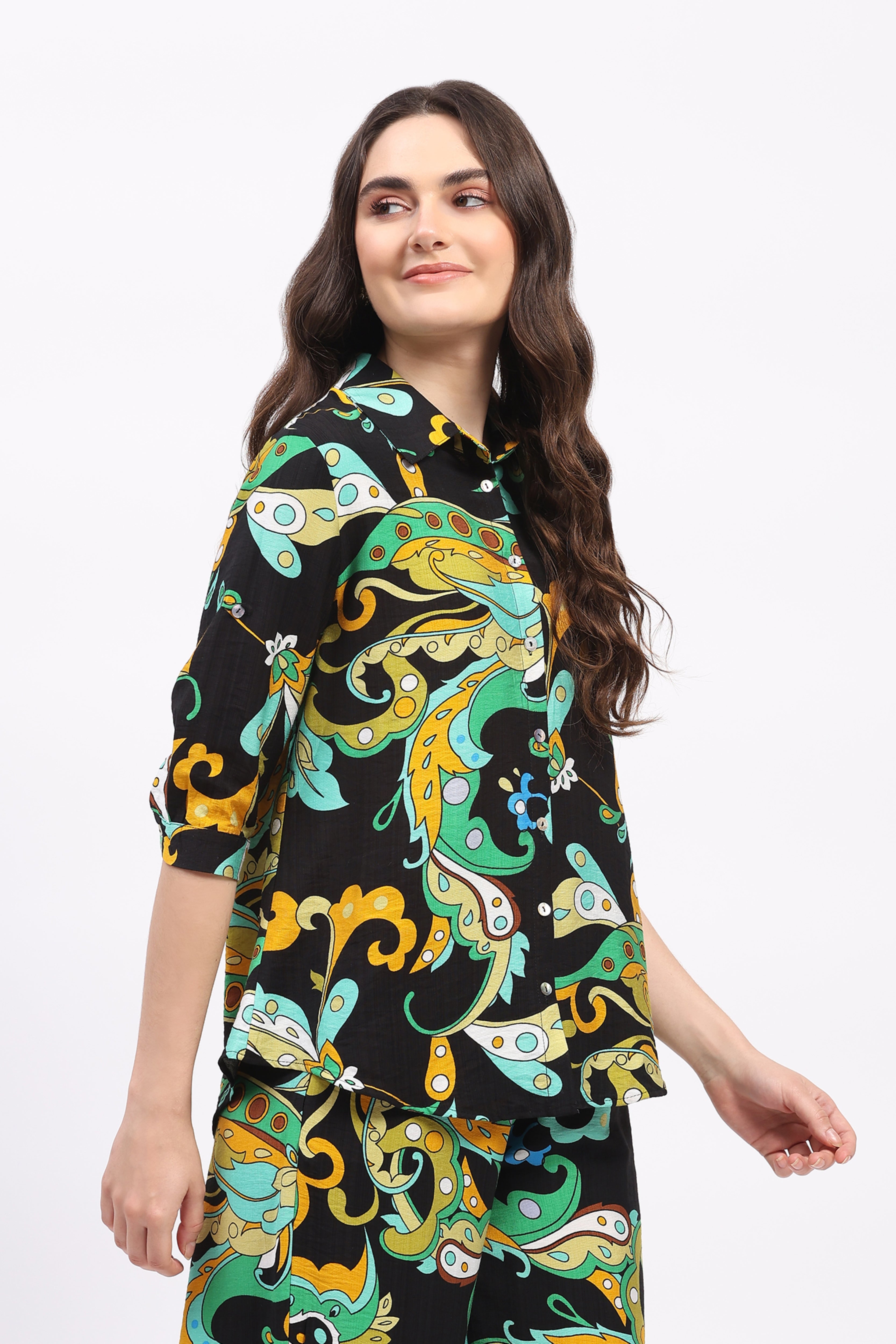 Multilcolor Abstract Print Rayon Co-ord Set