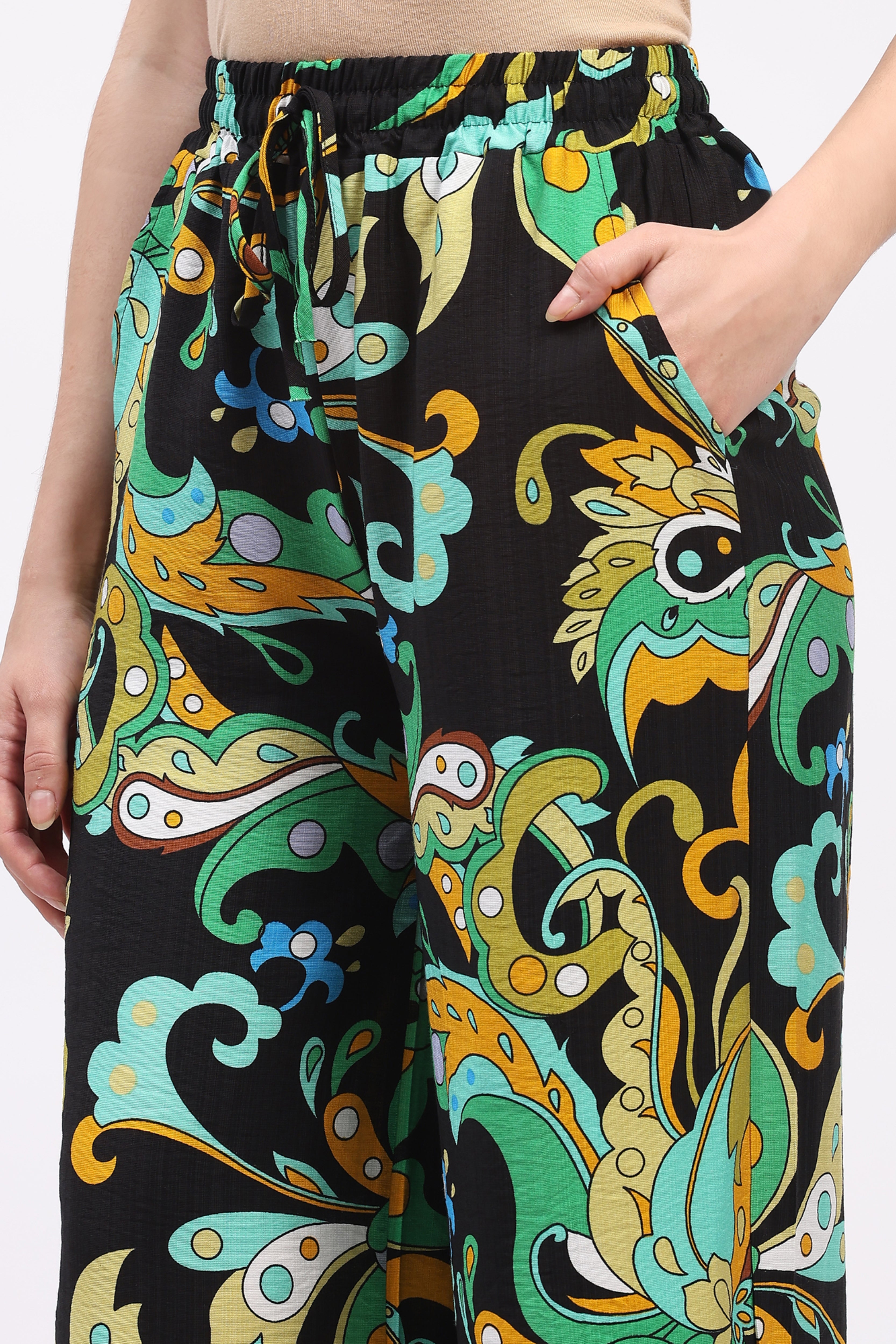 Multicolor Abstract Print Rayon Lower