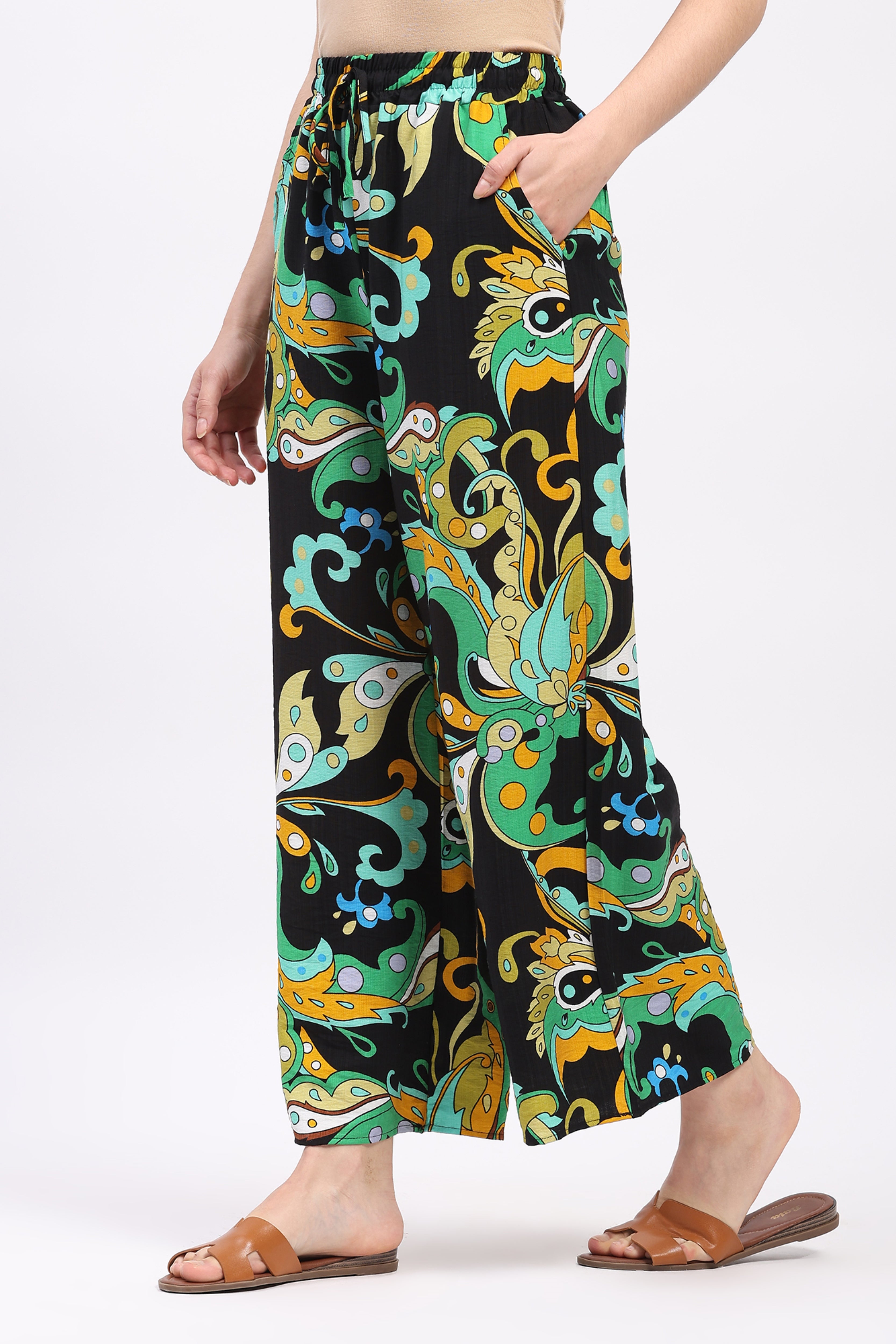 Multicolor Abstract Print Rayon Lower
