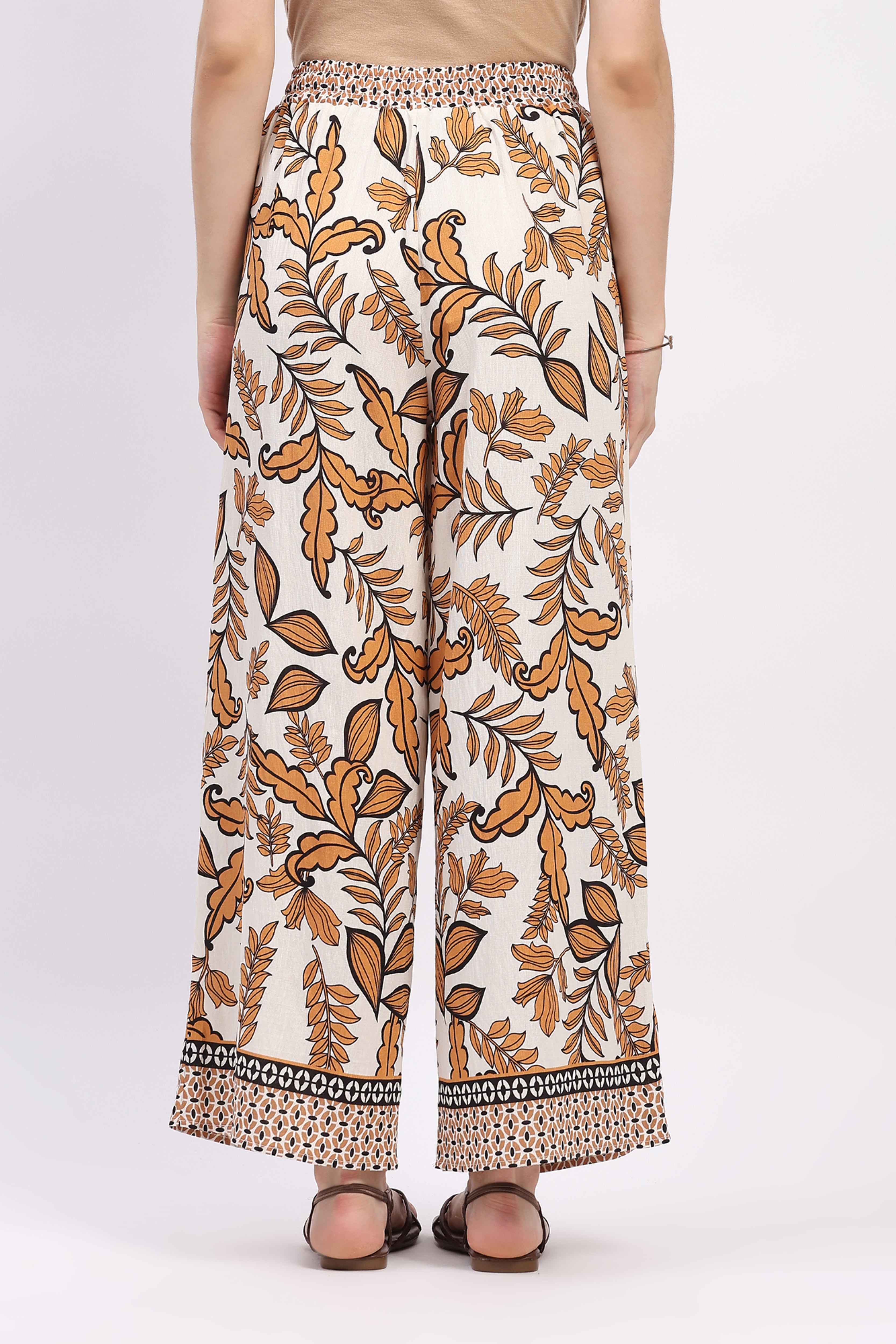 Orange Printed Rayon Lower