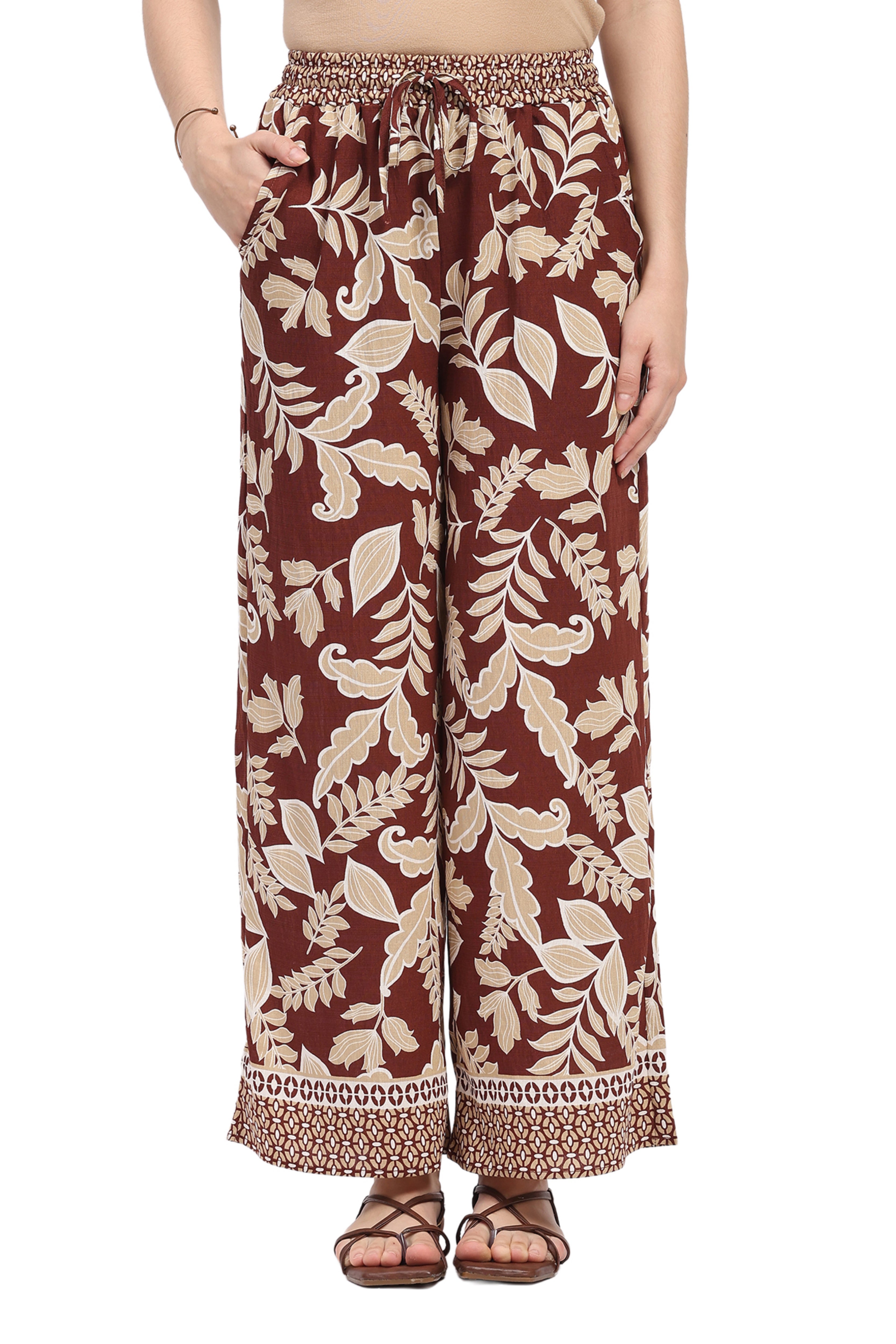 Brown Printed Rayon Lower