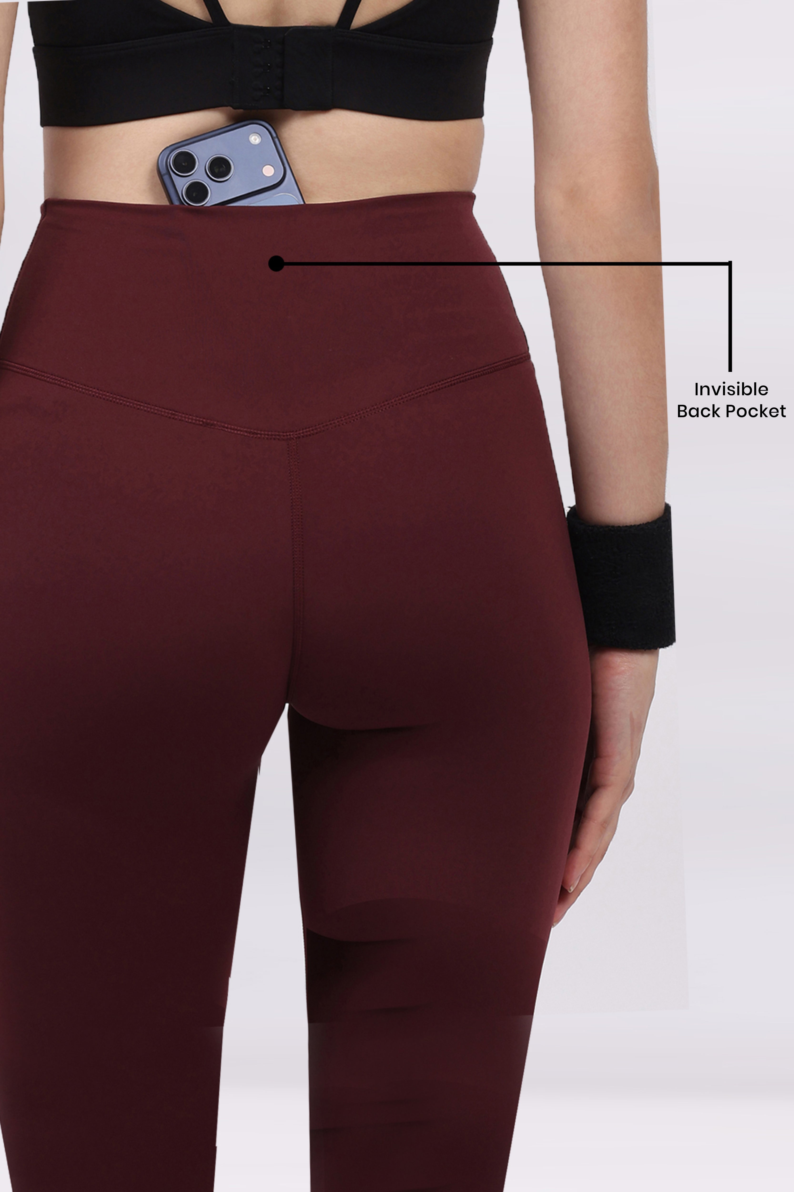 Wine Ultra Stretchable Active Leggings