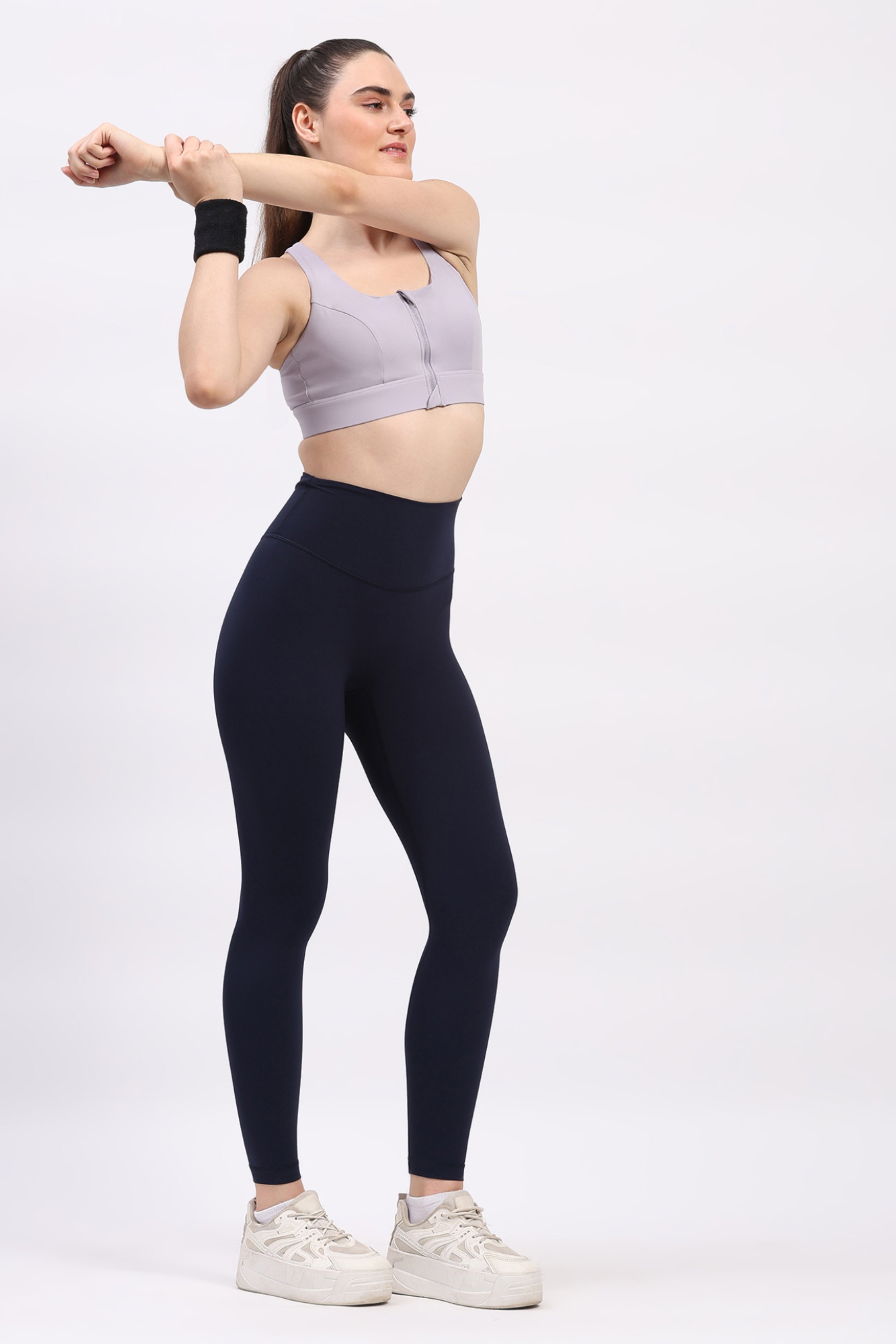 Lavender Front Zip Racerback Sports Bra