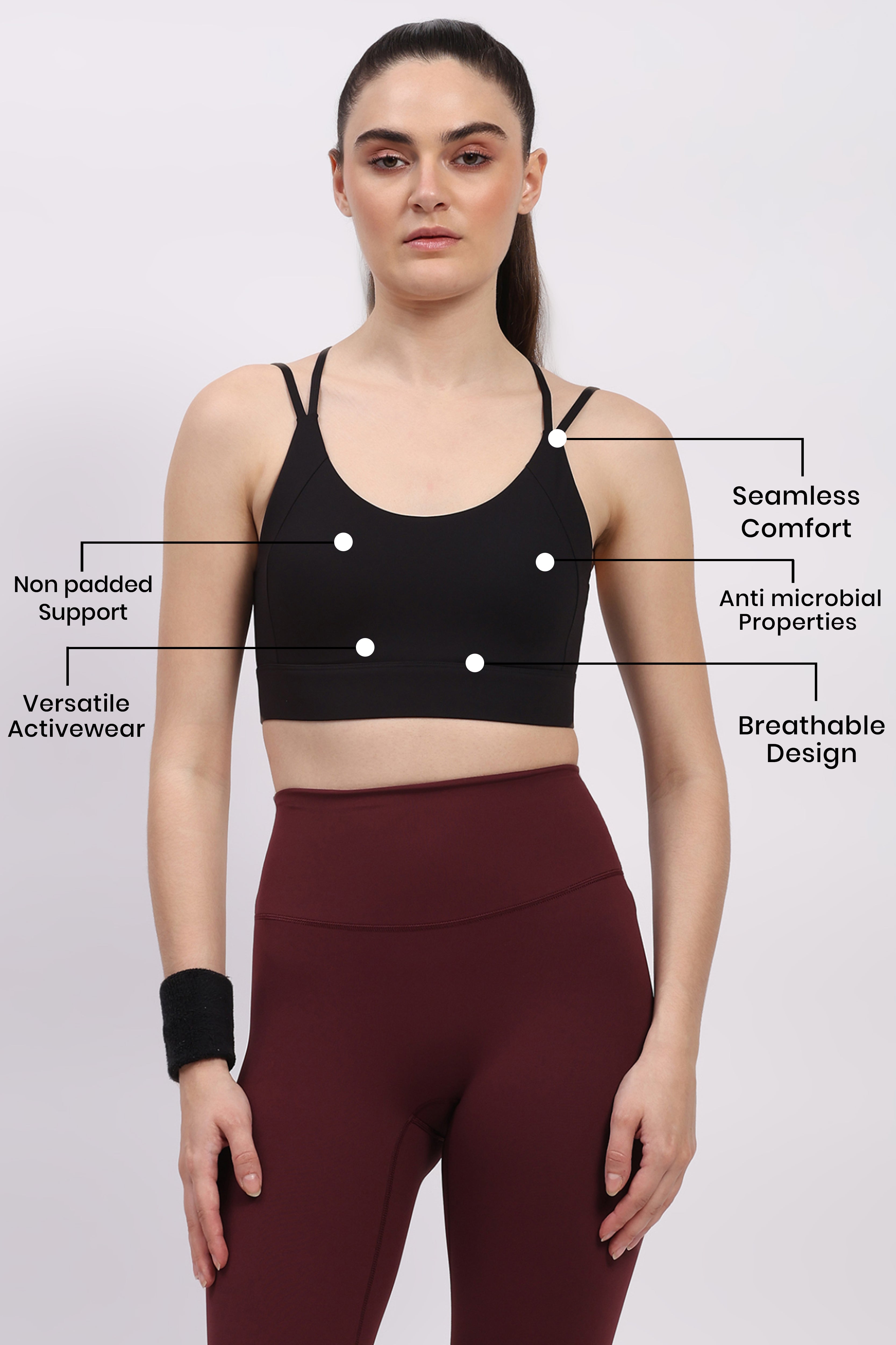 Black Criss-Cross Back Sports Bra