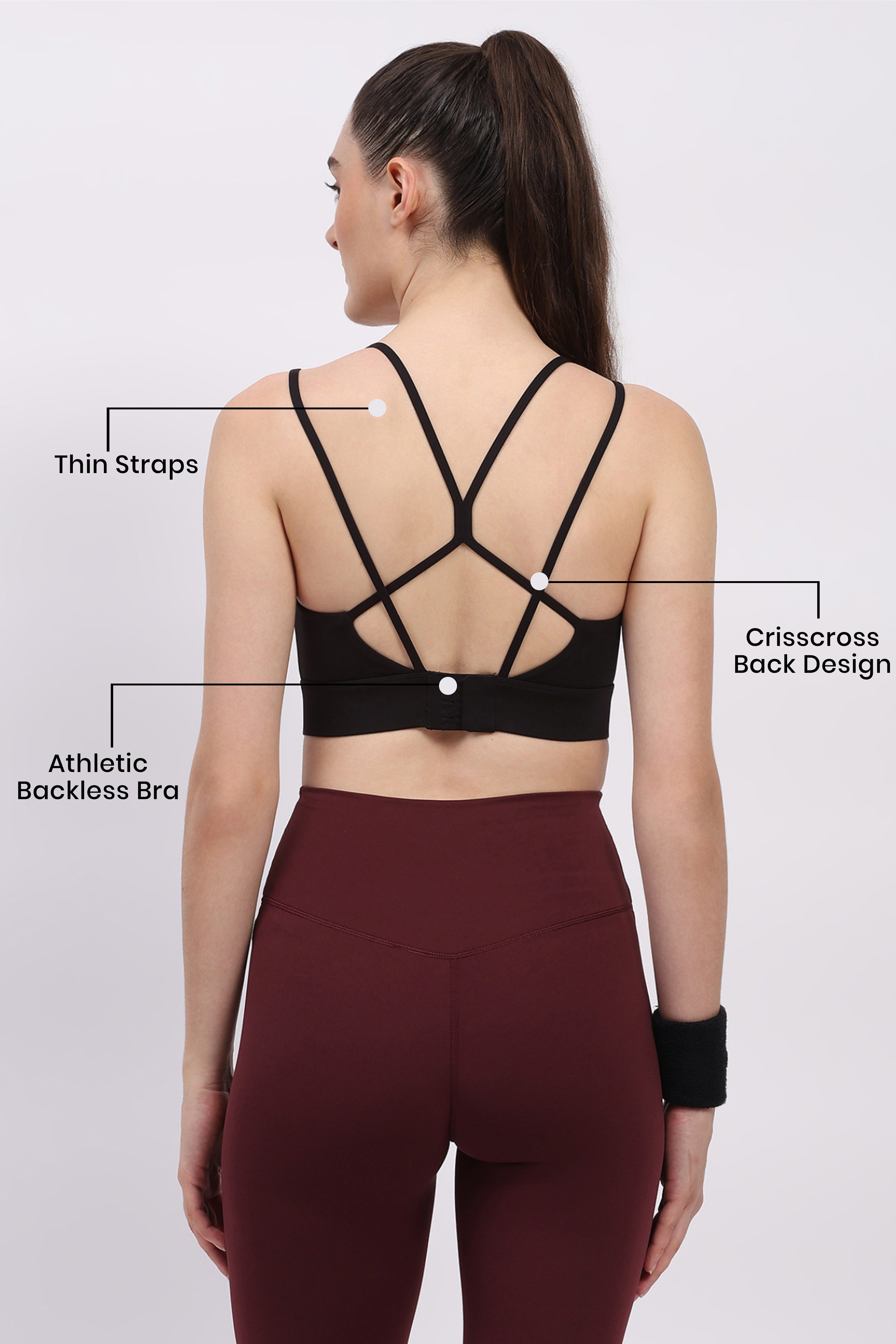 Black Criss-Cross Back Sports Bra
