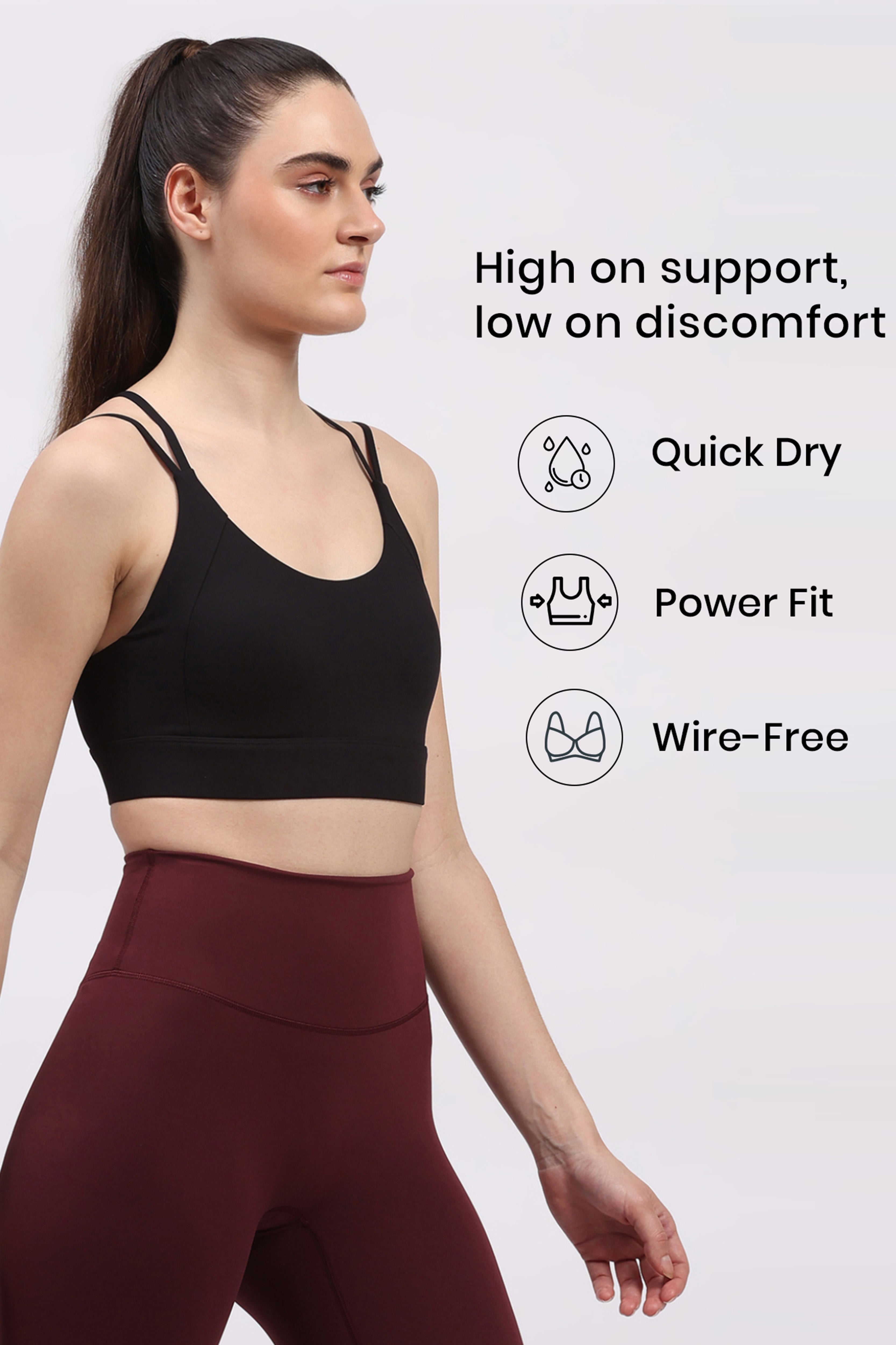 Black Criss-Cross Back Sports Bra