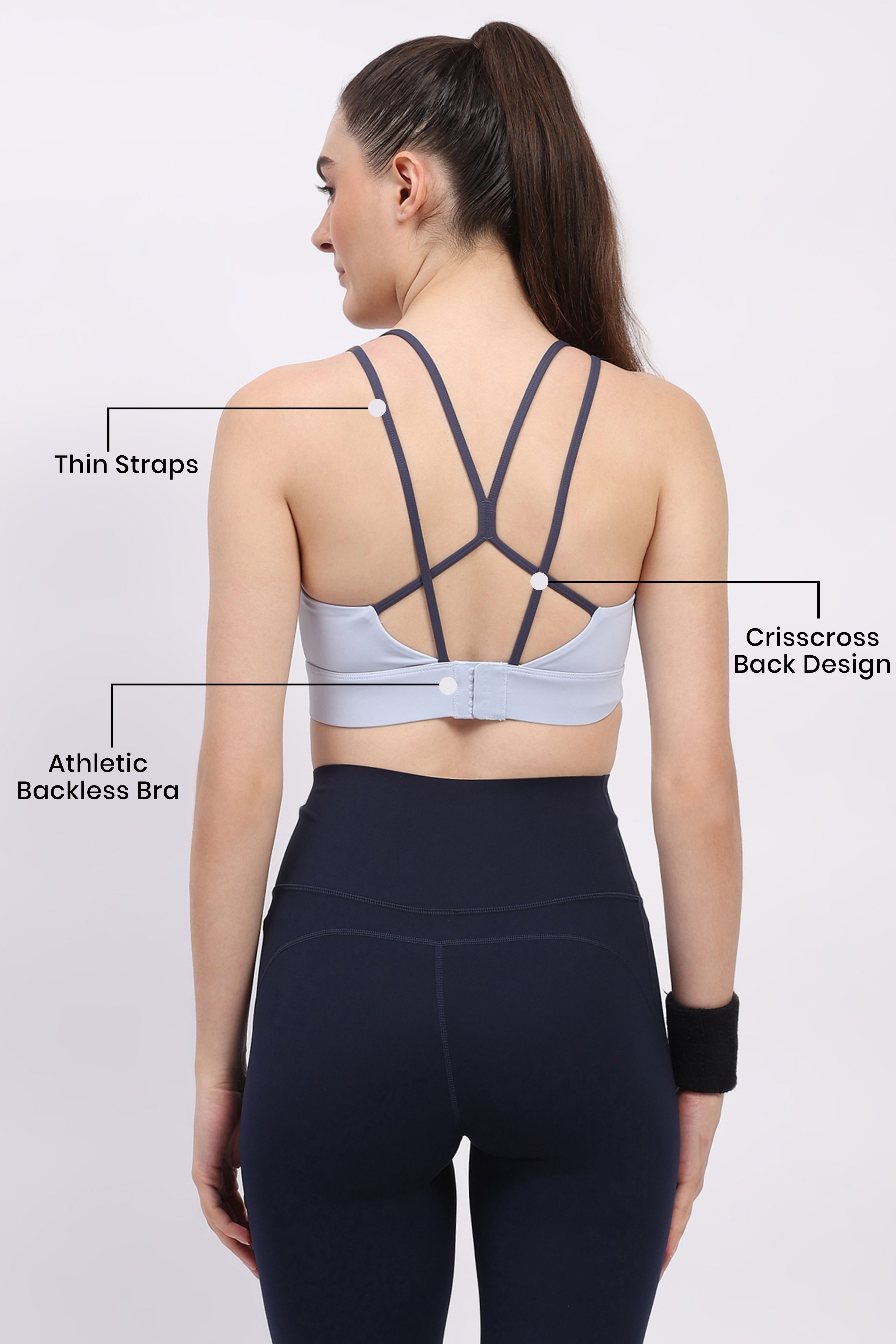 Sky Blue Criss-Cross Back Sports Bra