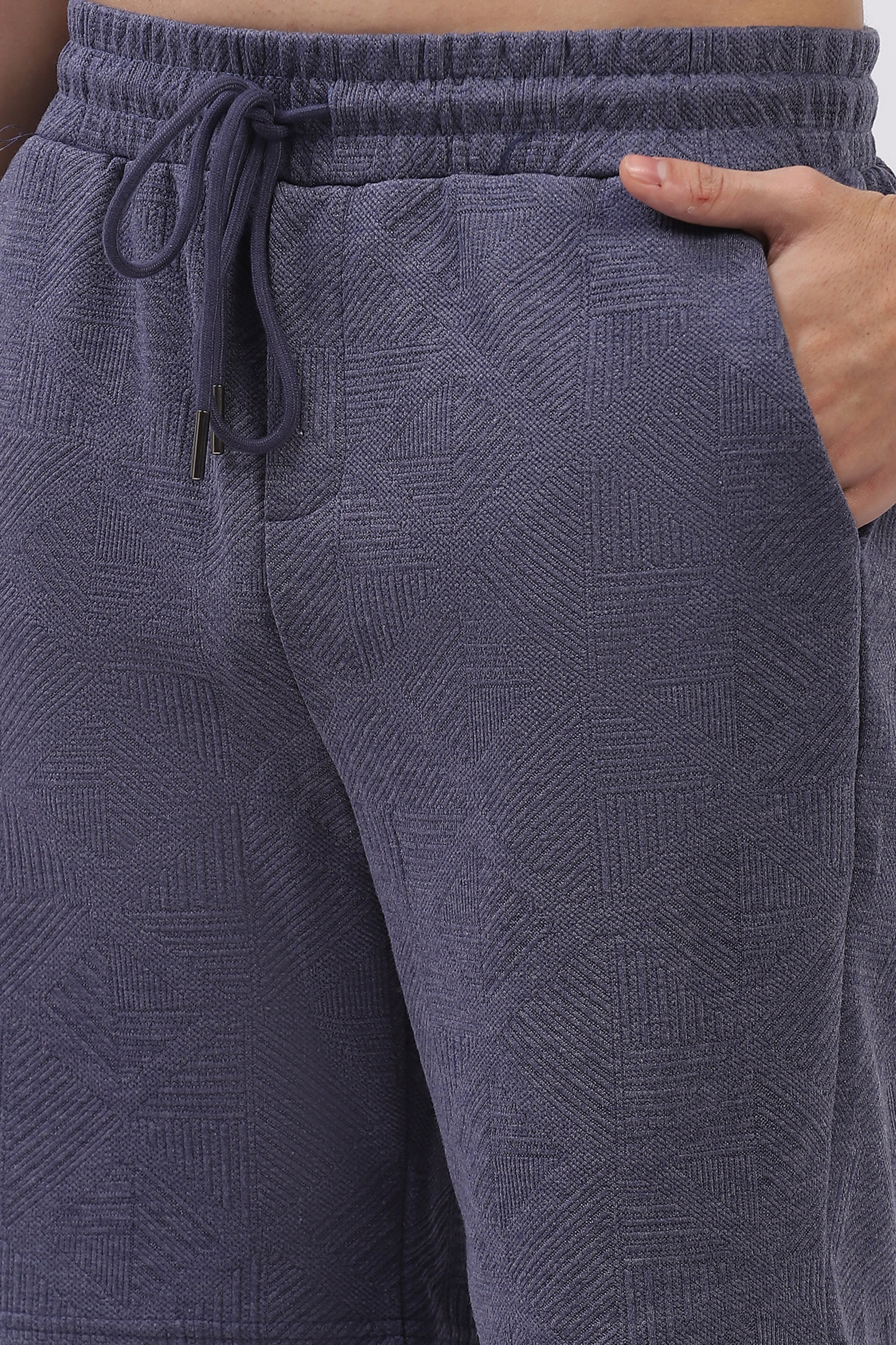 Blue Self-Design Shirt & Shorts Set