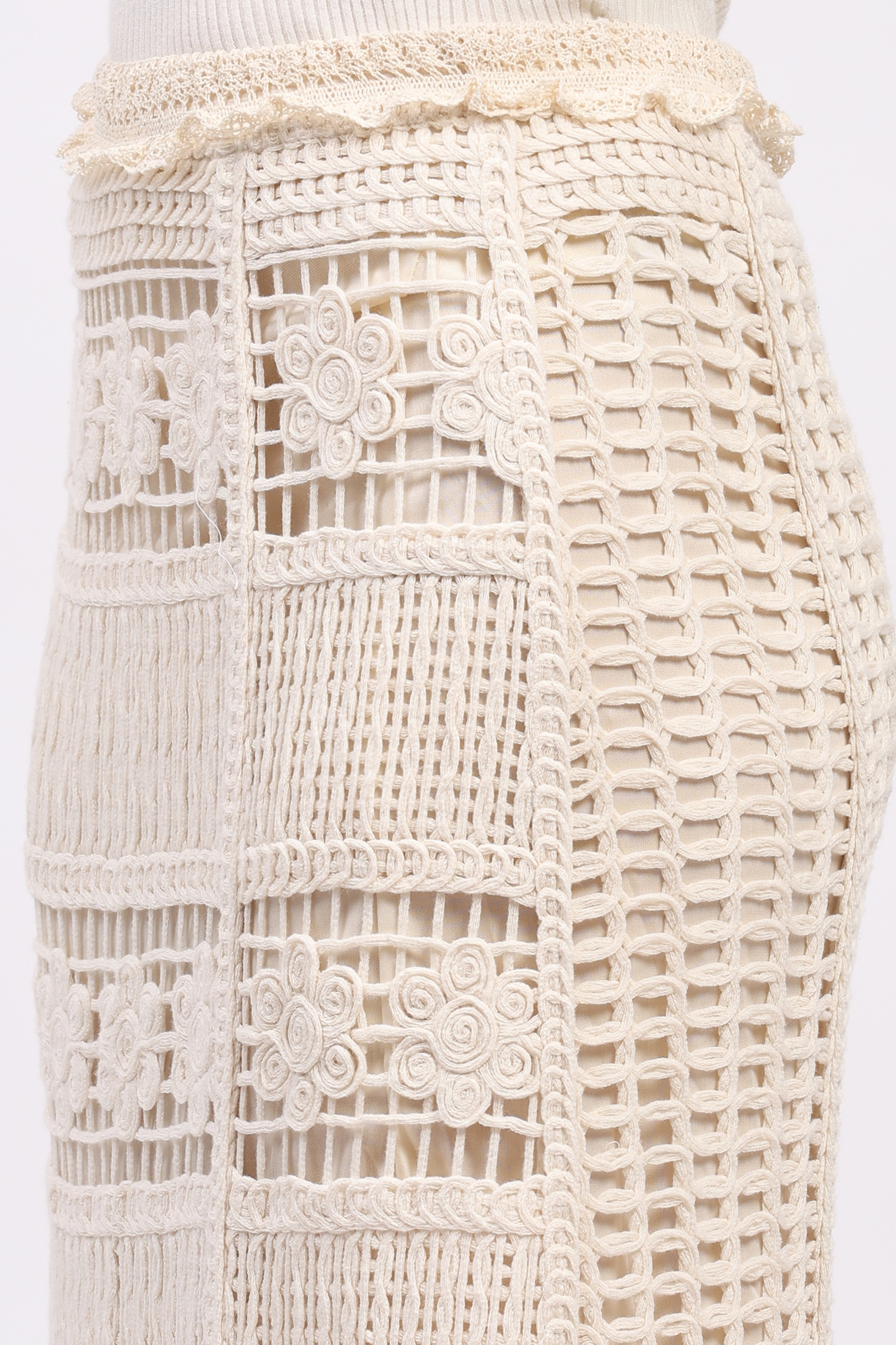 Off-White Crochet Top & Maxi Skirt Set