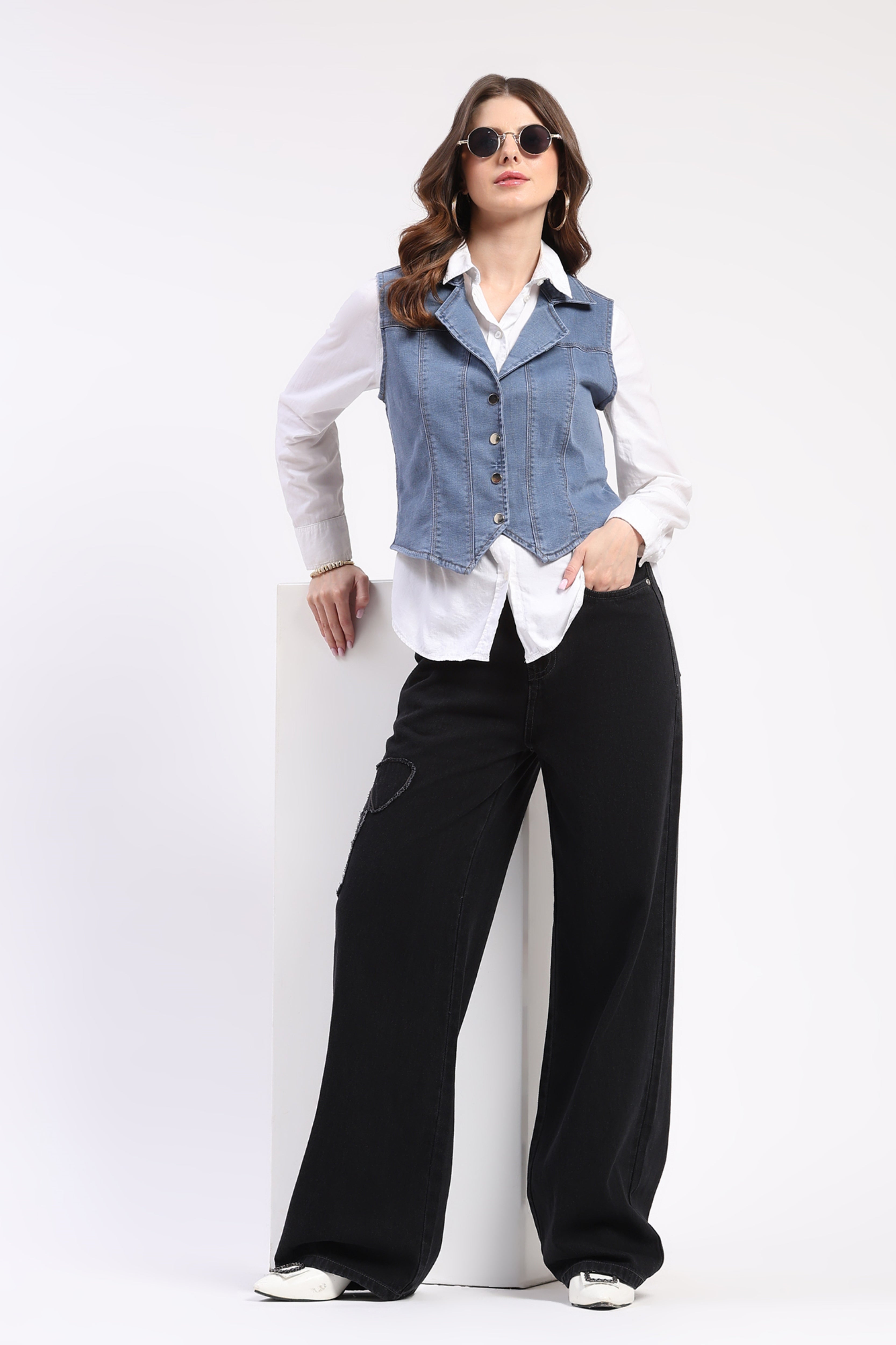 Mid Blue Denim Waistcoat