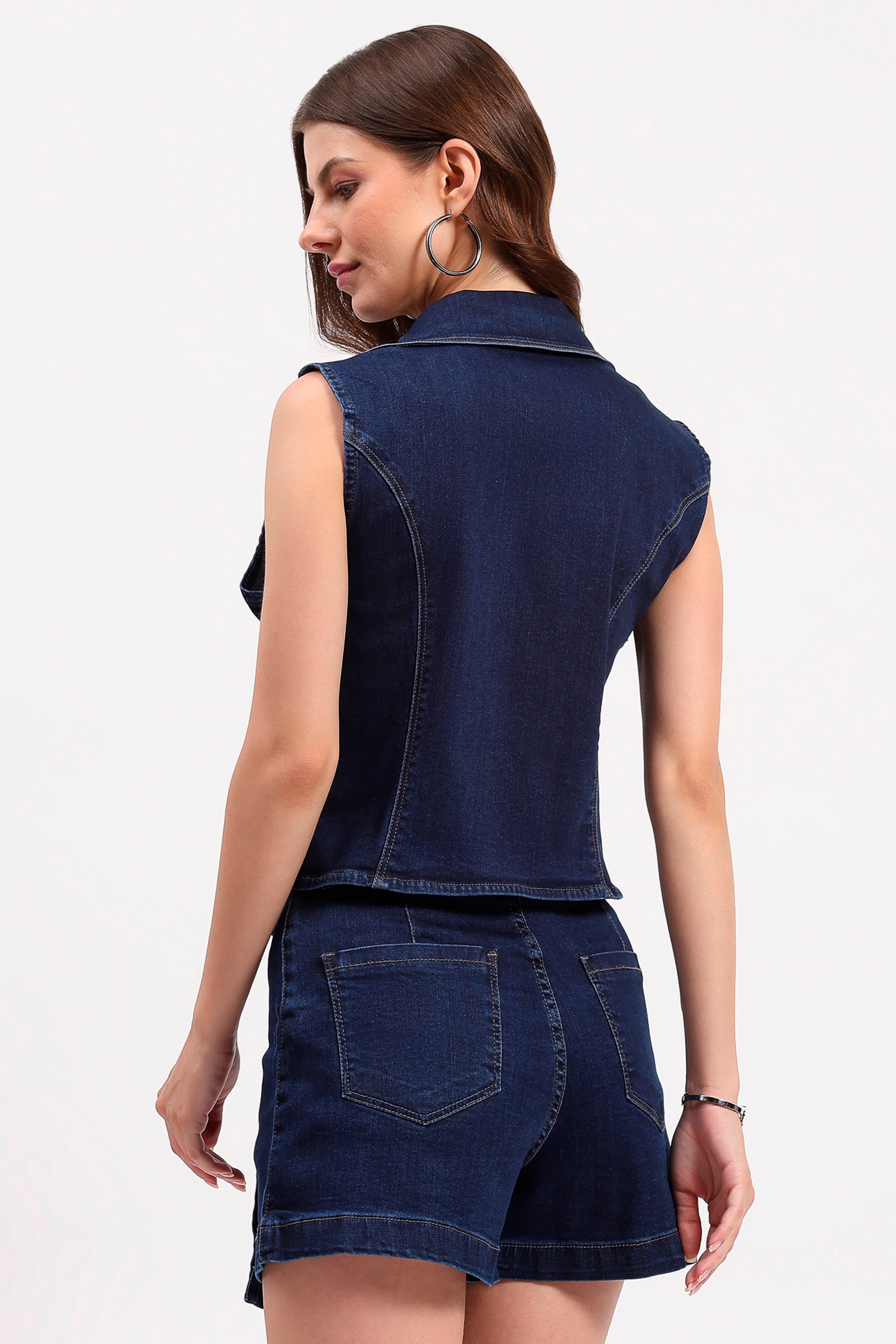 Dark Blue Denim Waistcoat