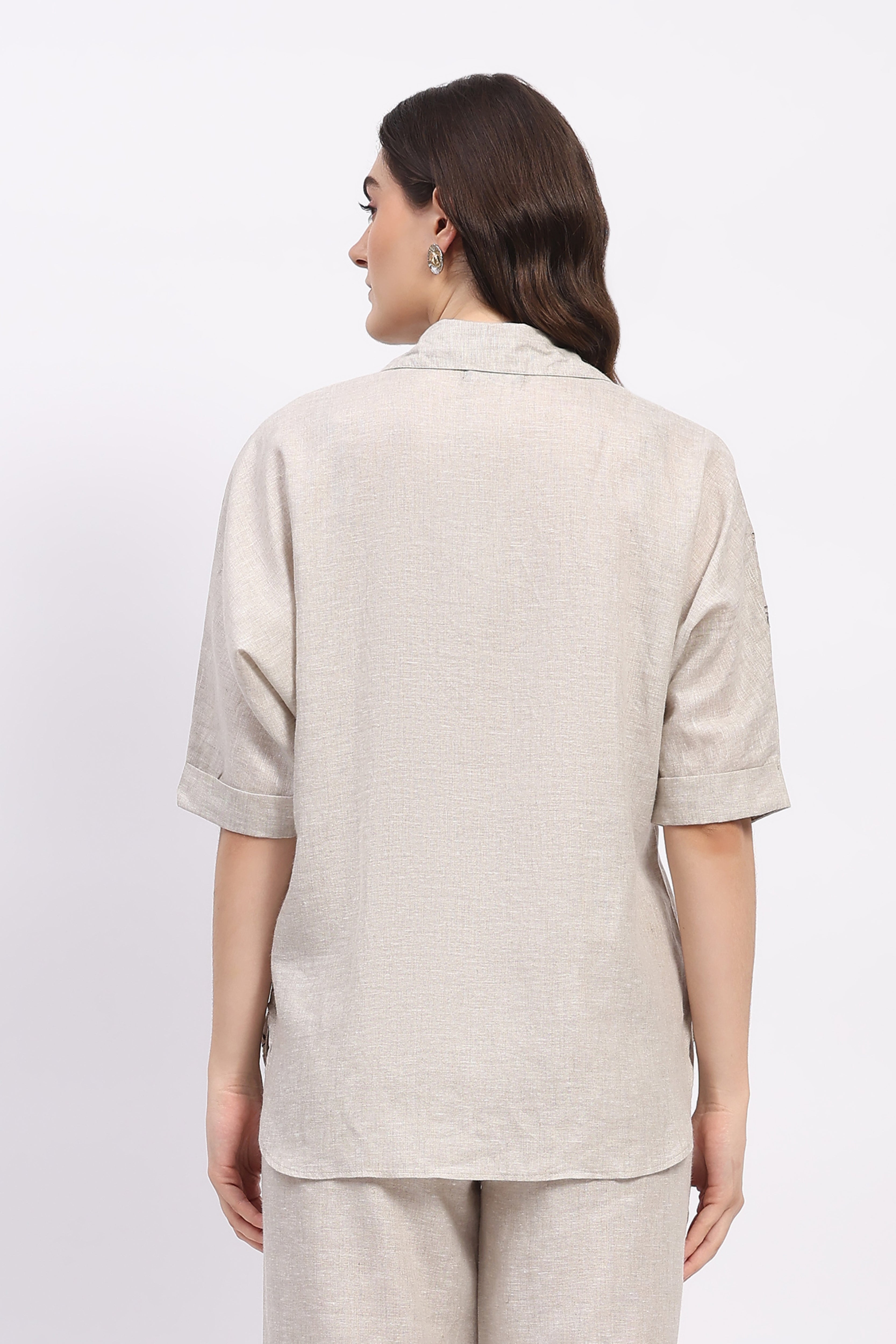 Off-White Embroidered Linen Top