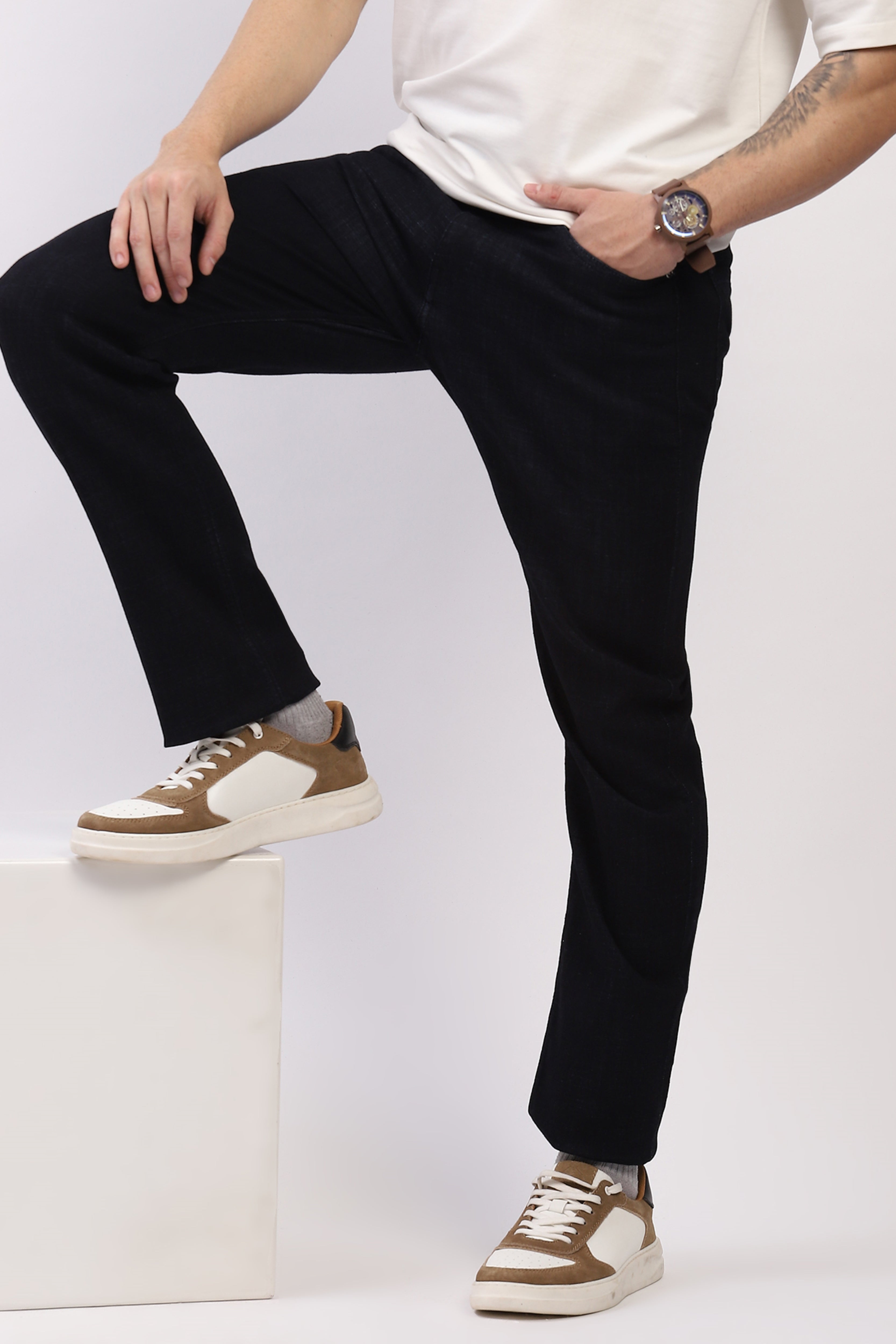 Classic Navy Blue Straight Fit Jeans