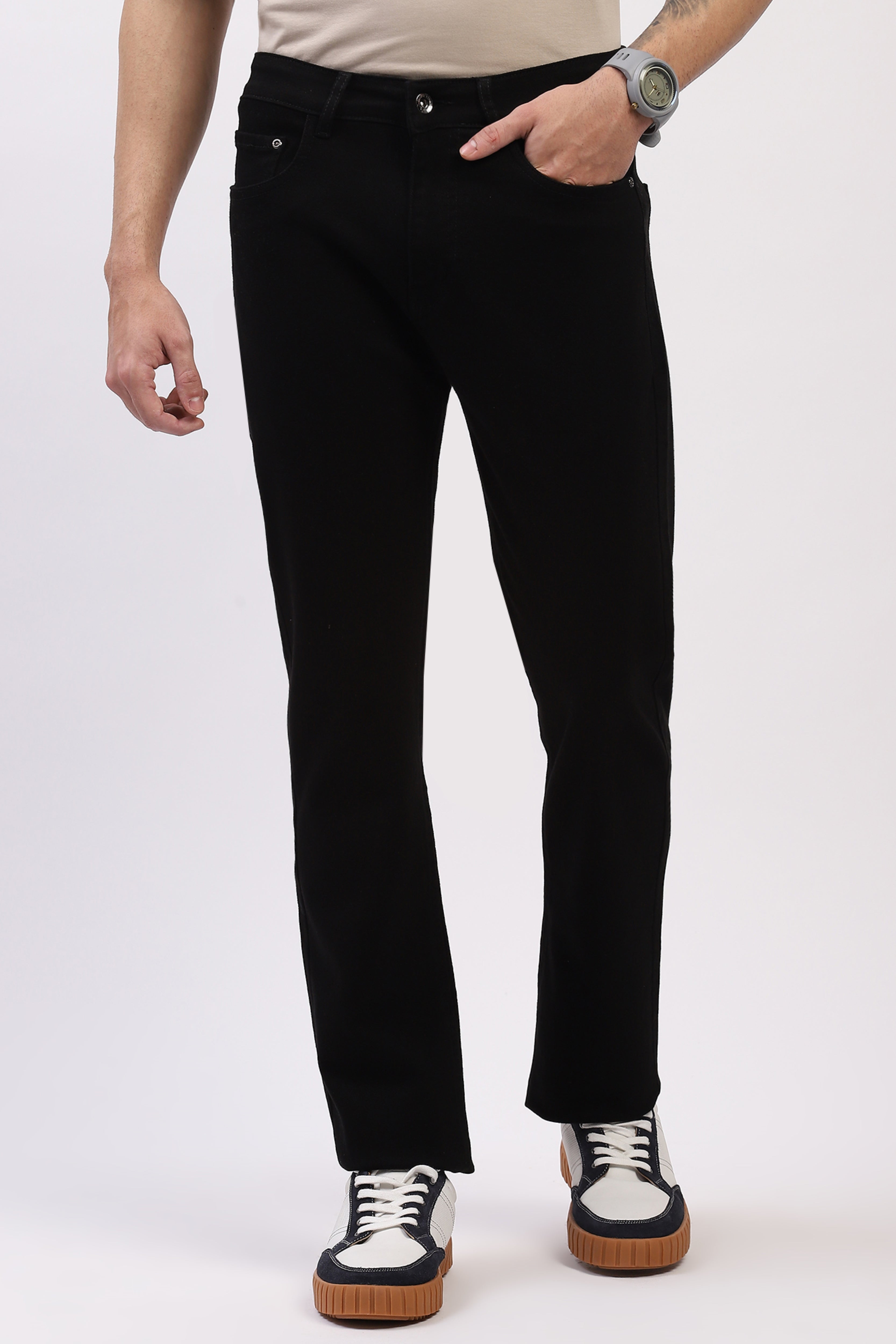 Black Straight Fit Basic Jeans