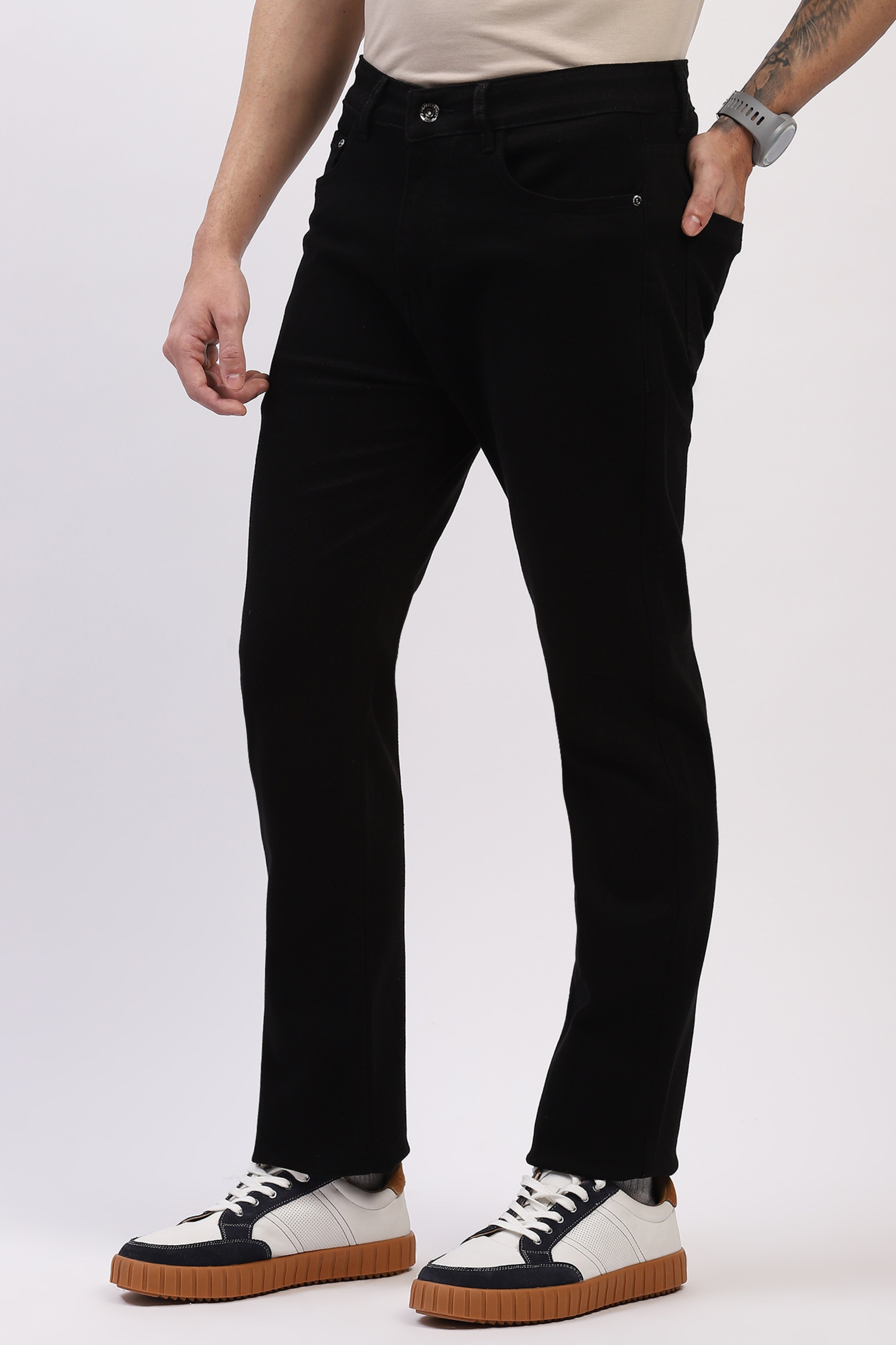 Black Straight Fit Basic Jeans