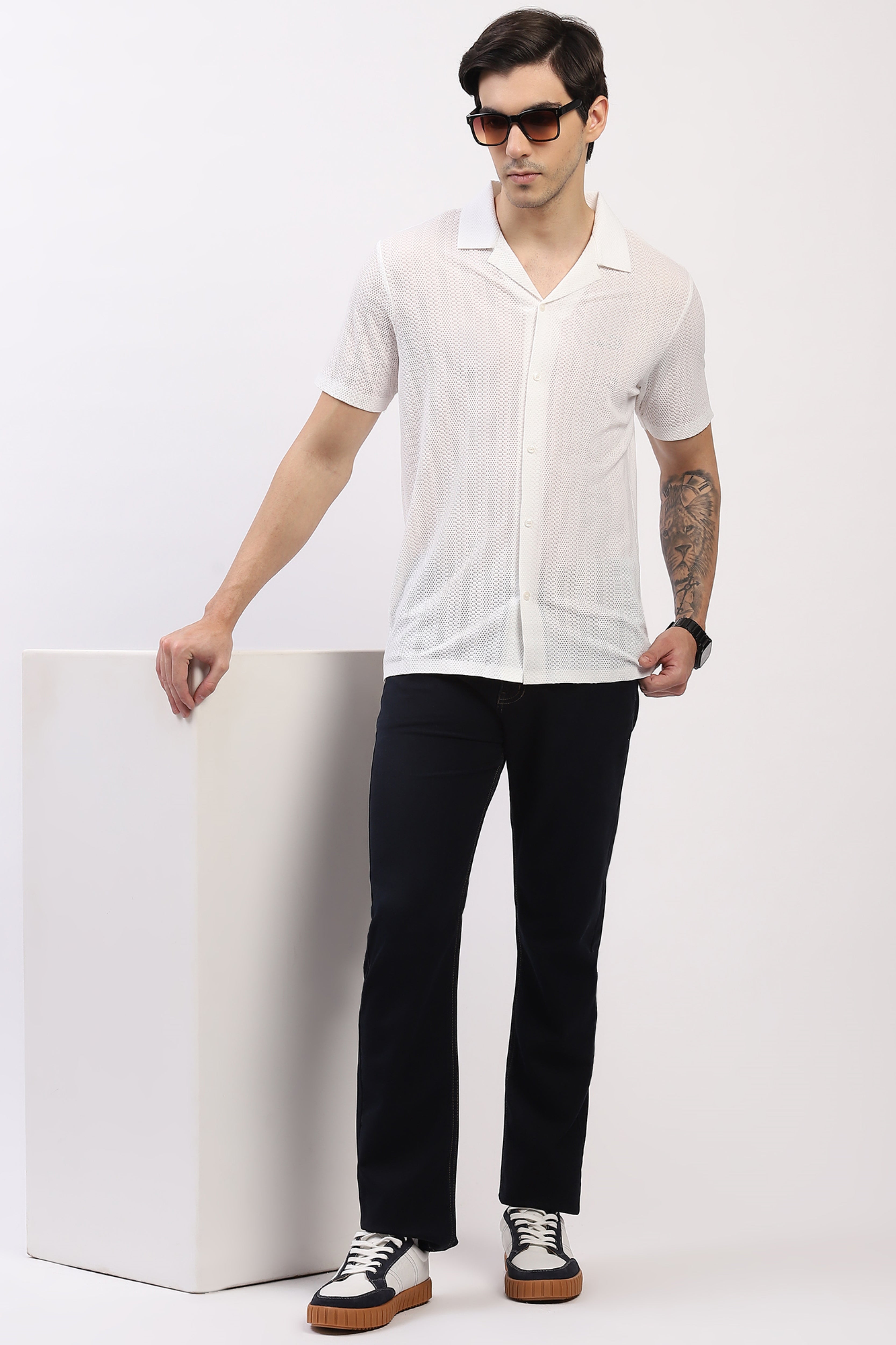 Classic Navy Straight Fit Stretch Jeans