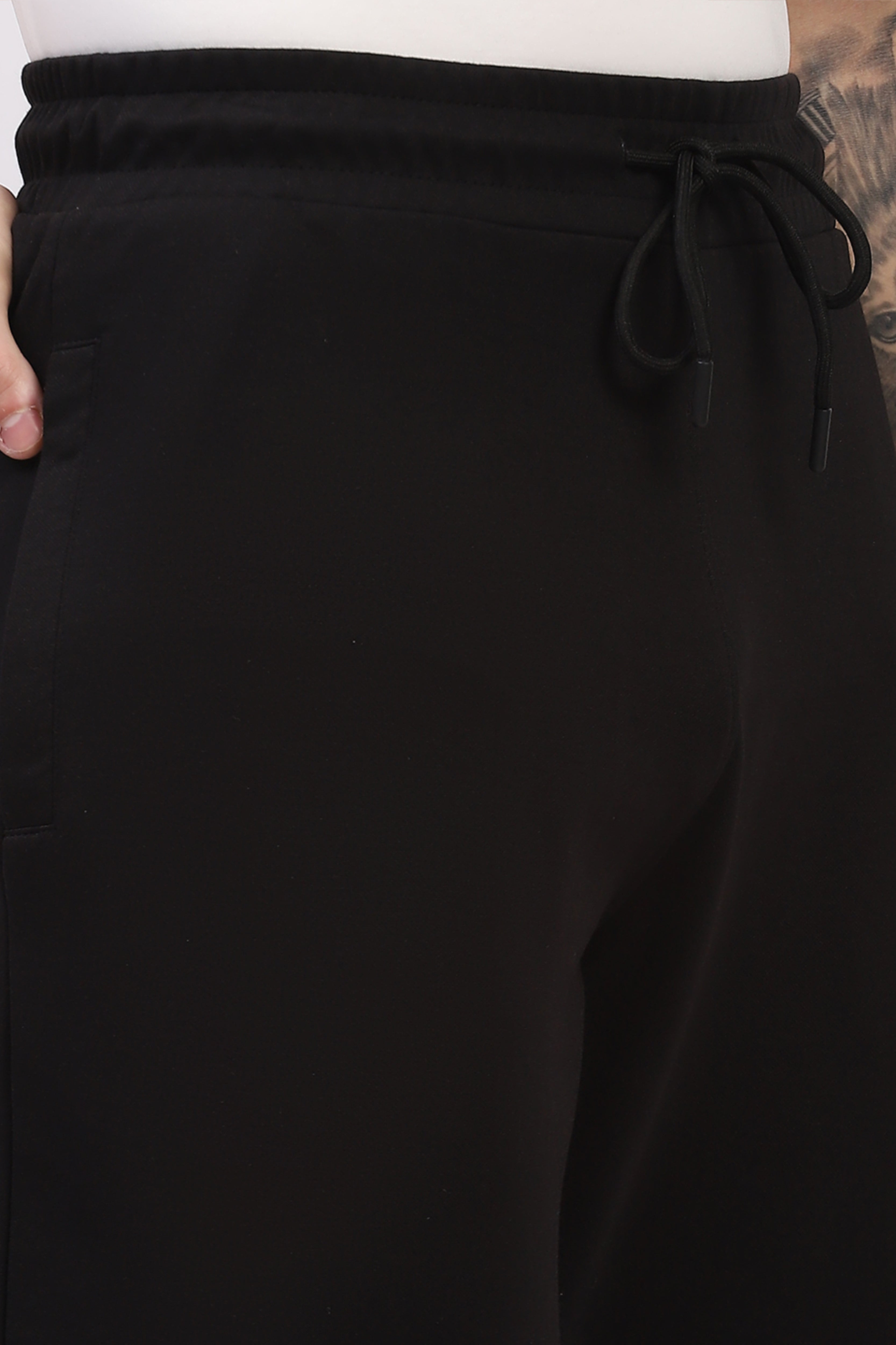 Black Straight Fit Cotton Lower