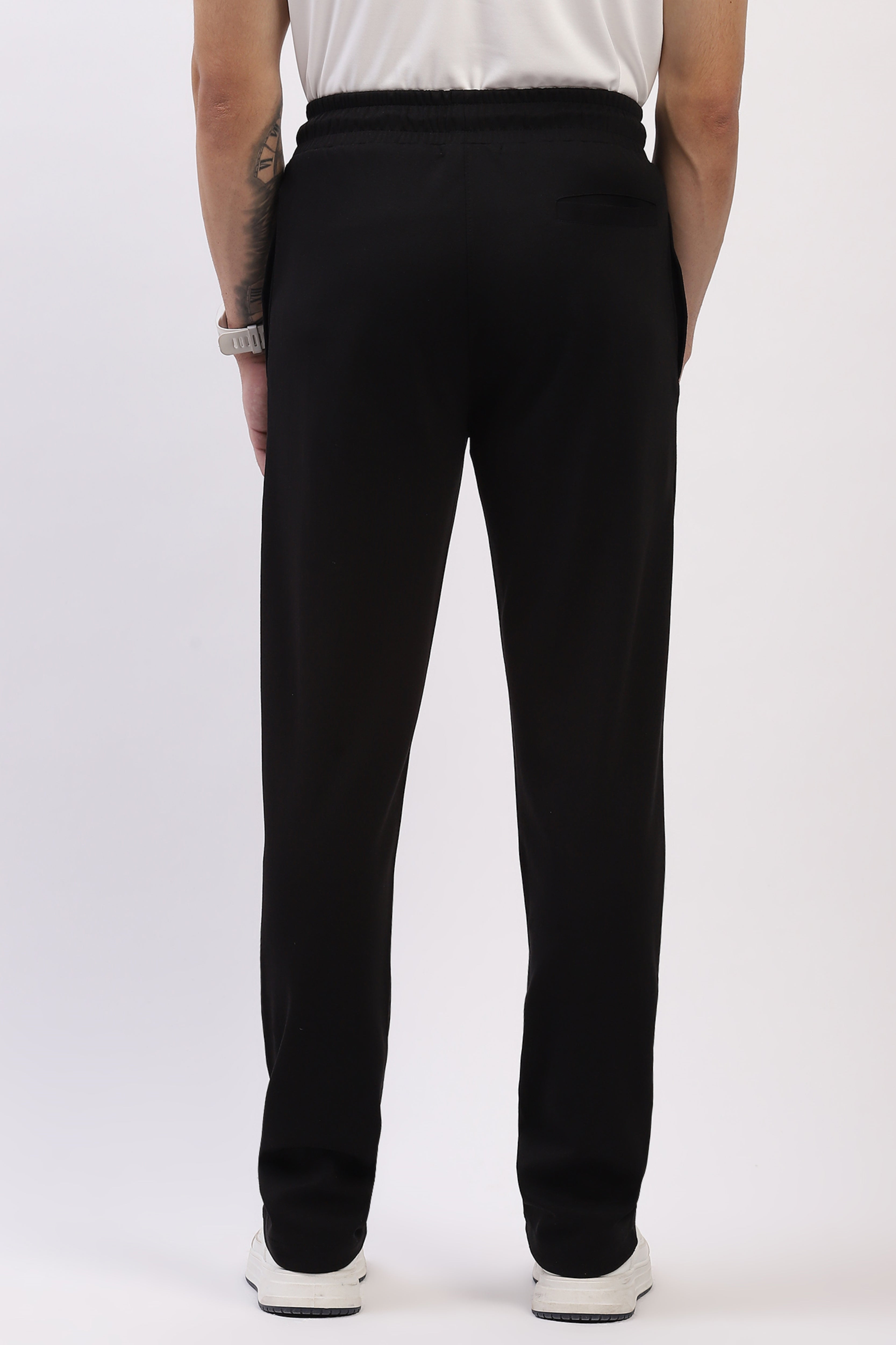 Black Straight Fit Cotton Lower