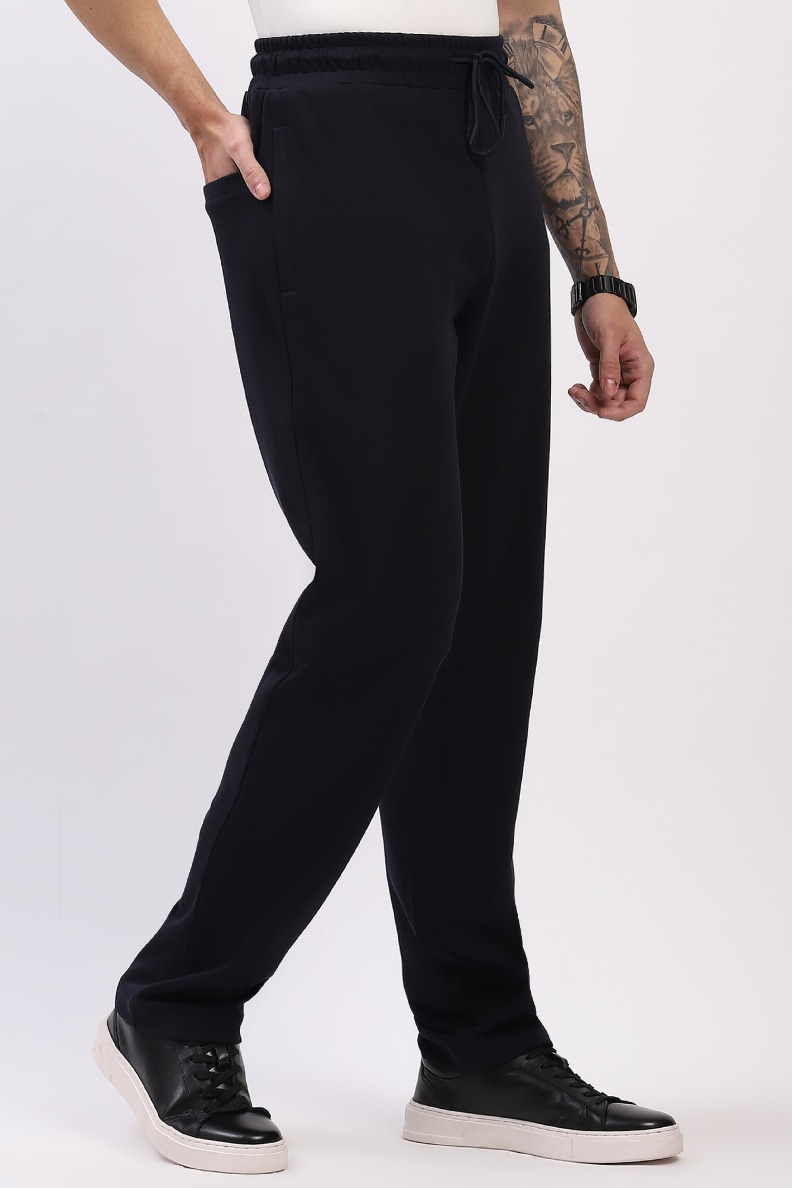 Navy Straight Fit Cotton Lower