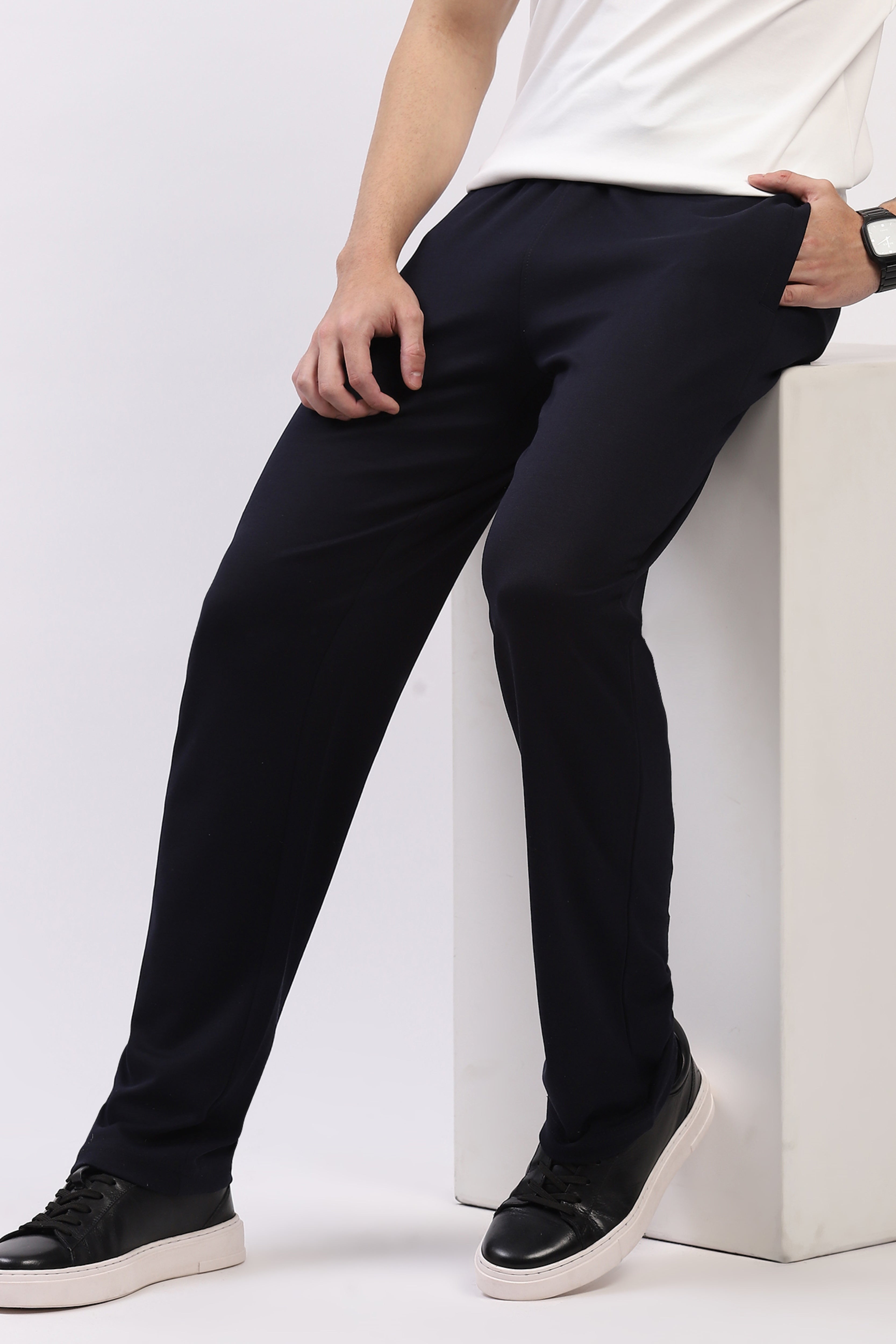 Navy Straight Fit Cotton Lower