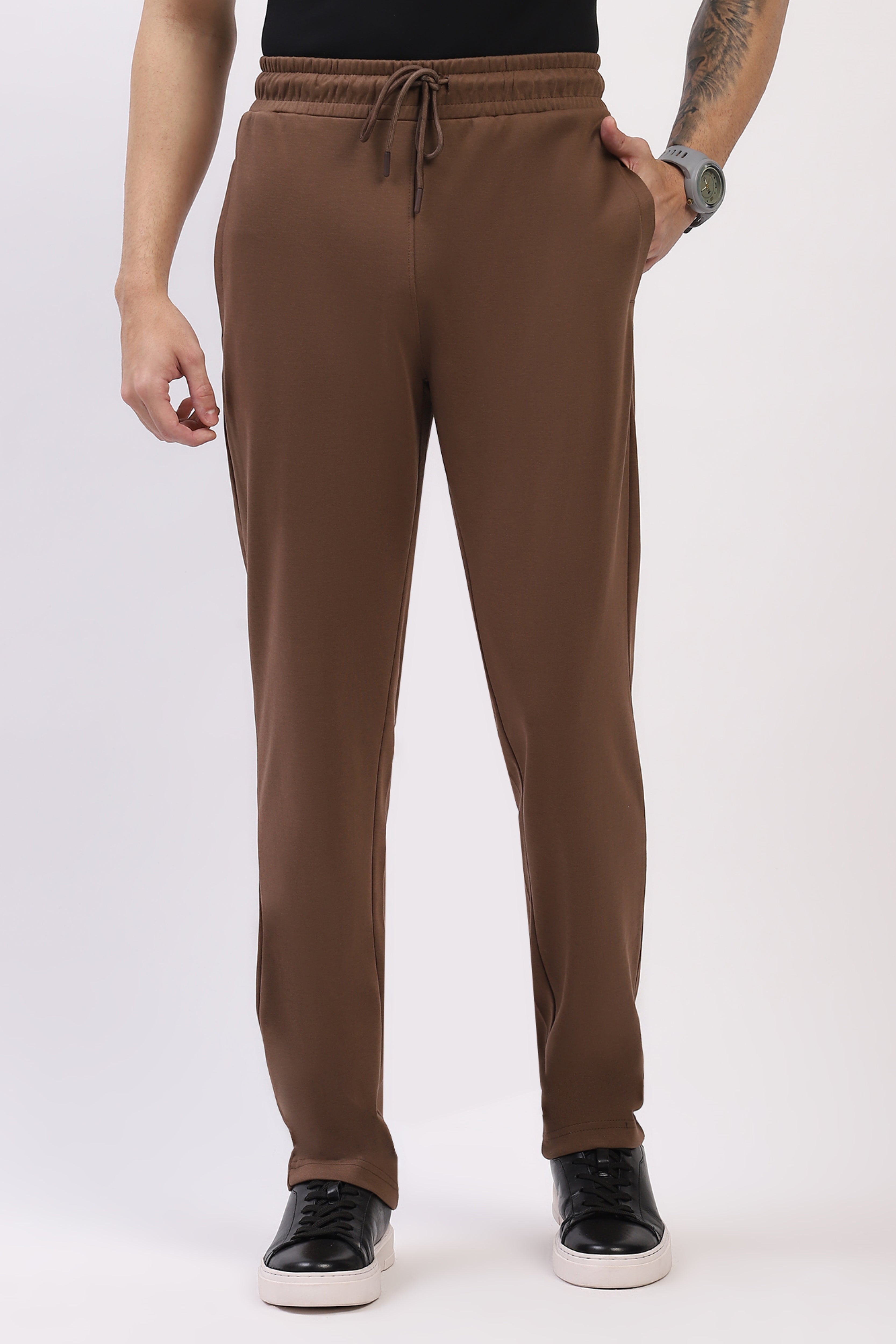 Brown Straight Fit Cotton Lower
