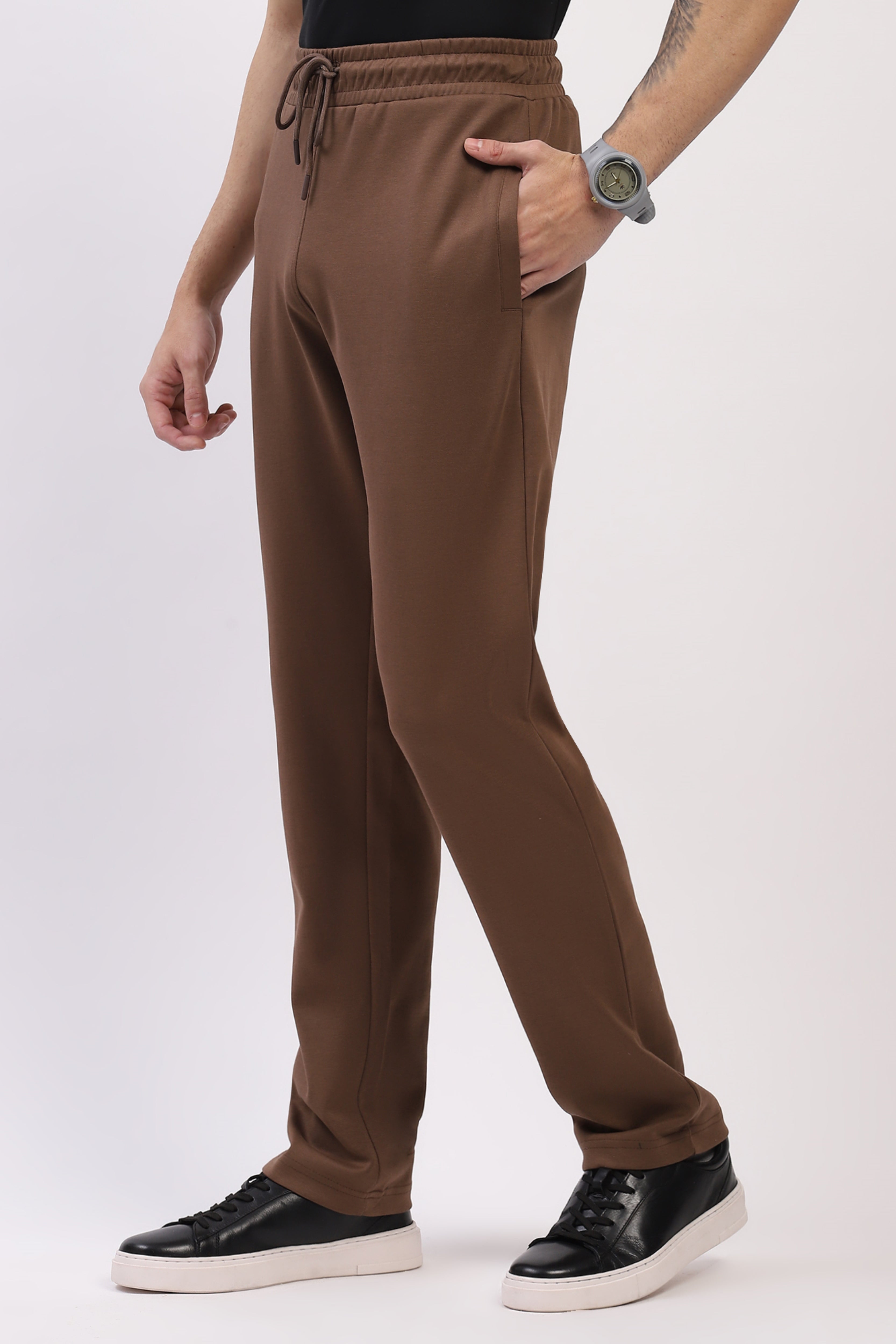 Brown Straight Fit Cotton Lower