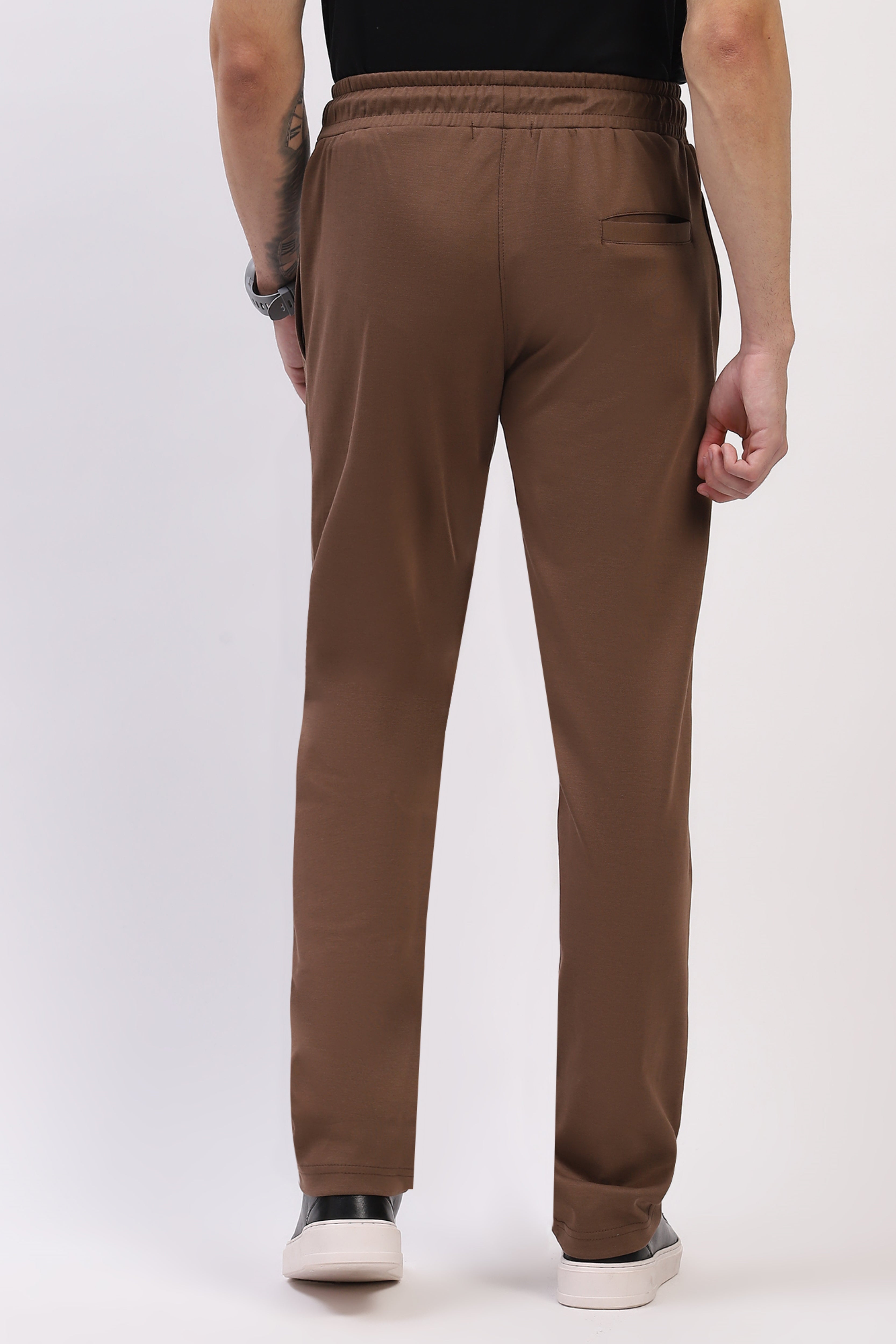 Brown Straight Fit Cotton Lower