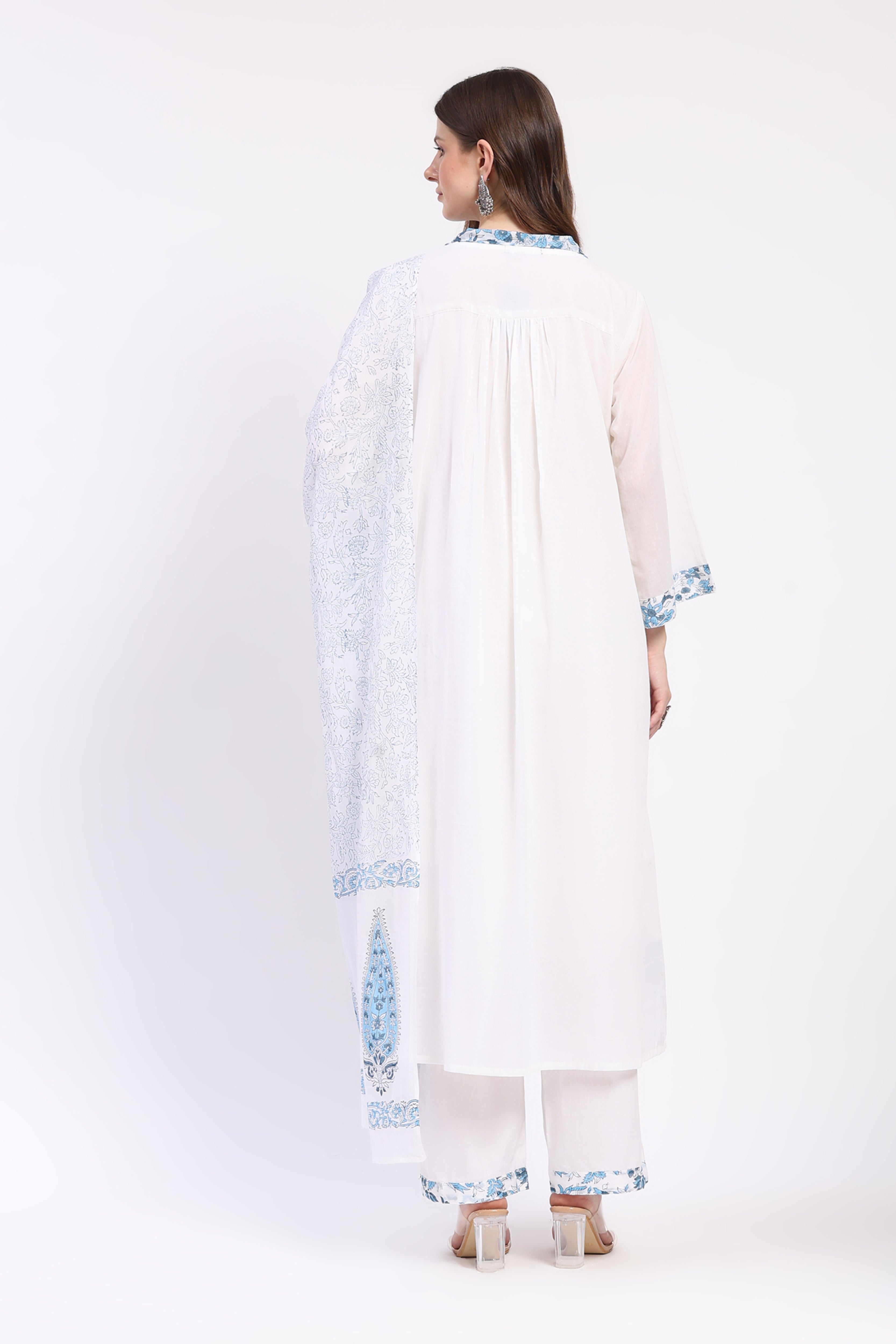 Elegant Summer White Floral Suit Set