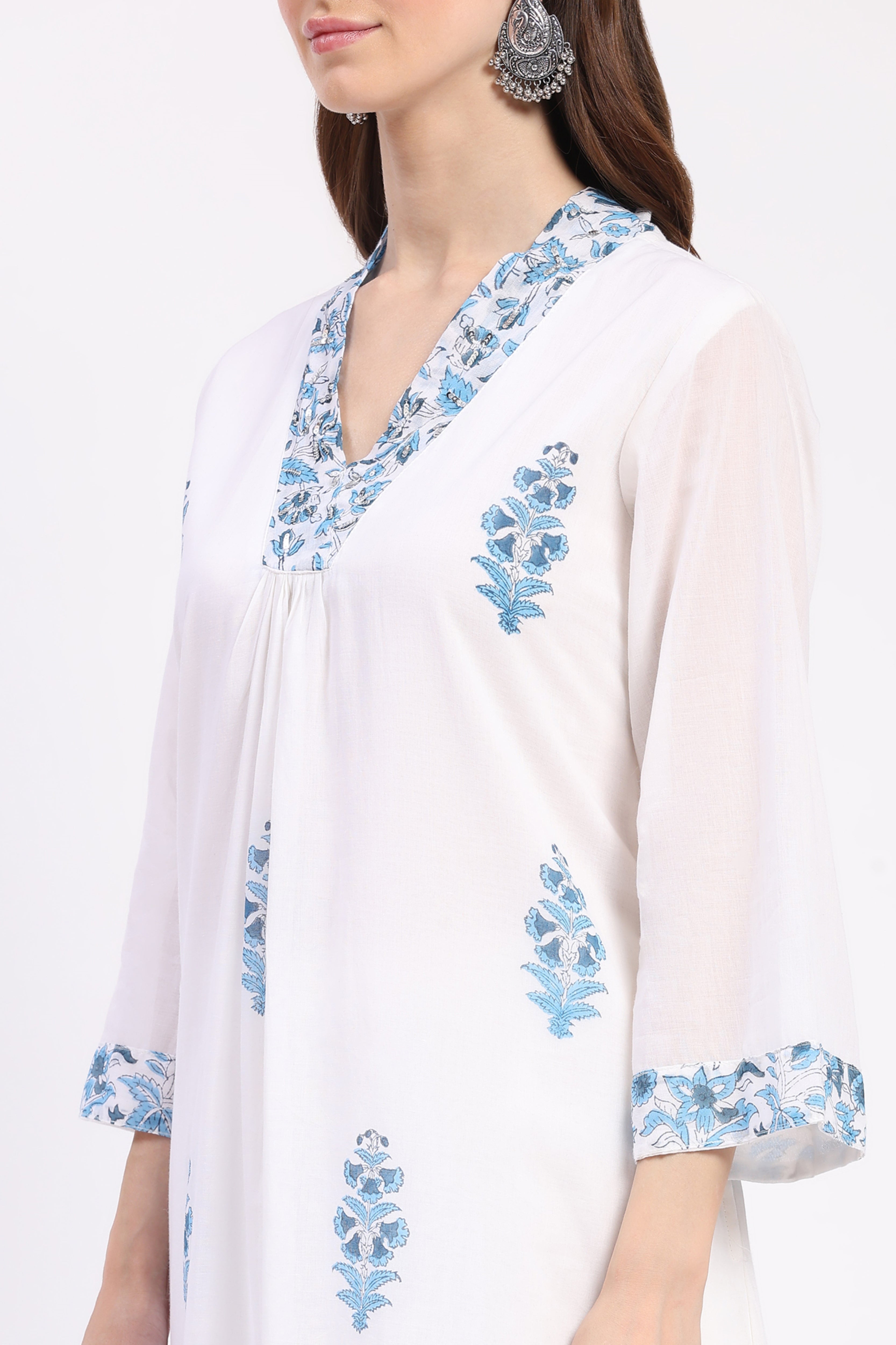 Elegant Summer White Floral Suit Set