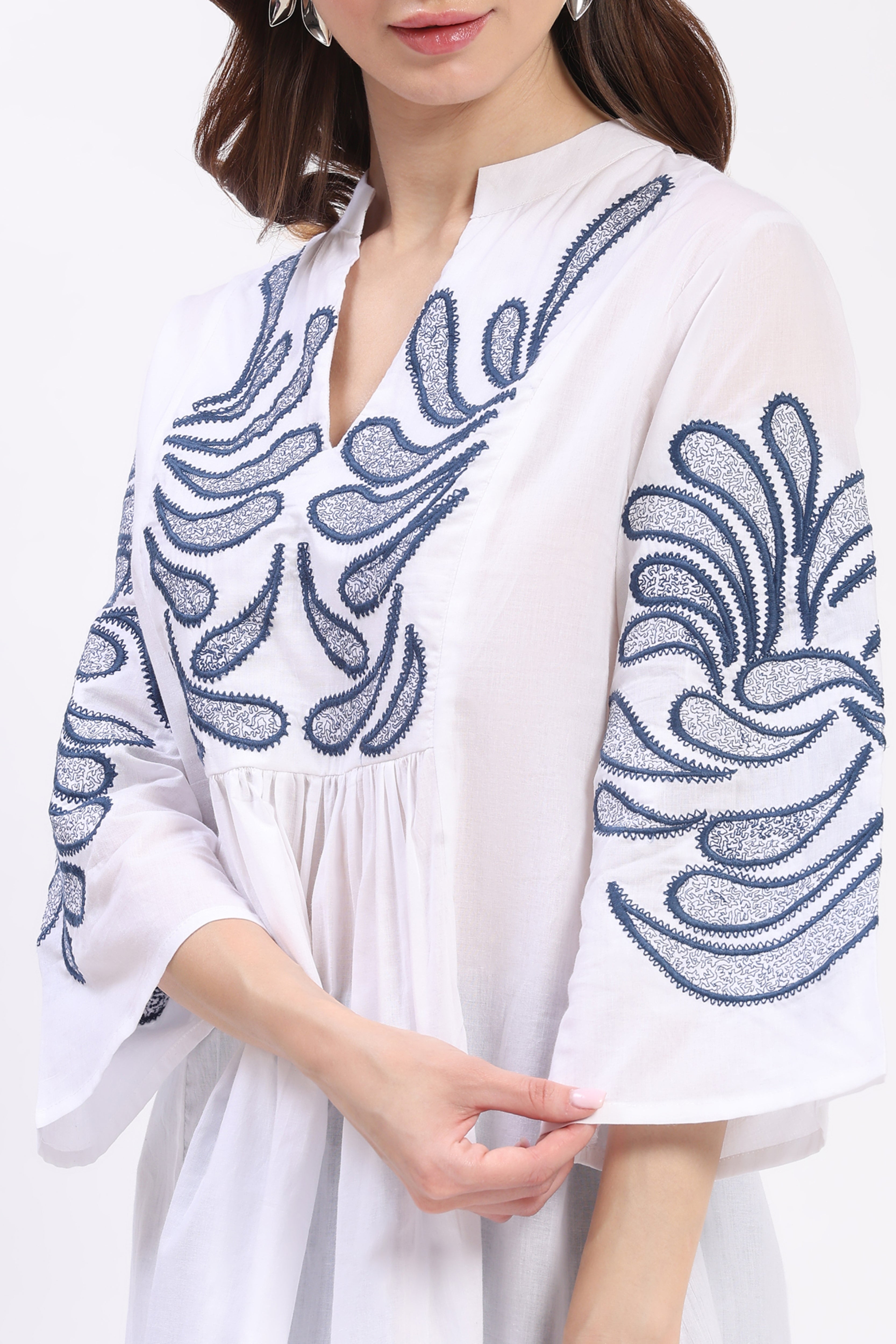 White Embroidered Ethnic Tunic