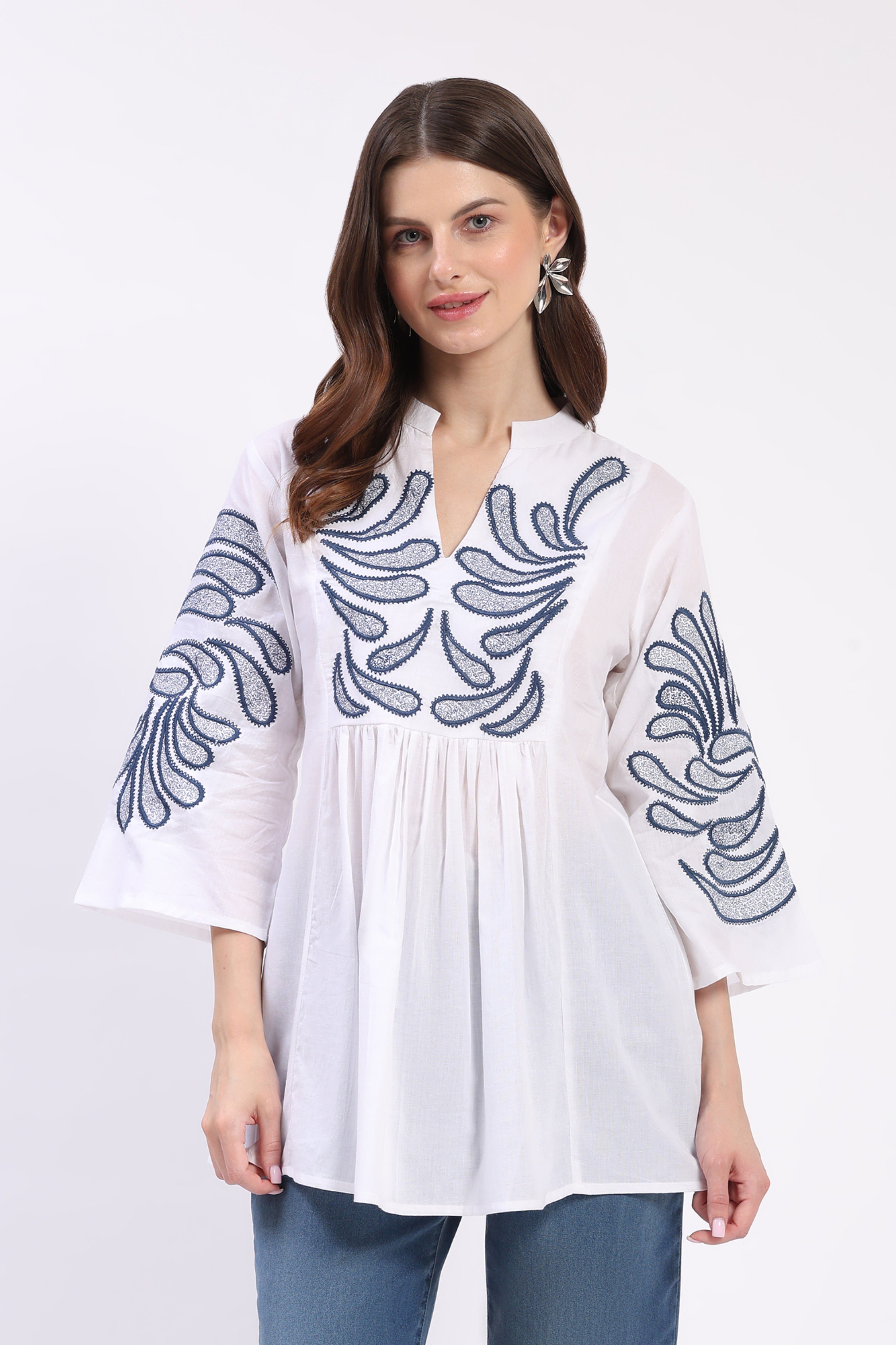White Embroidered Ethnic Tunic