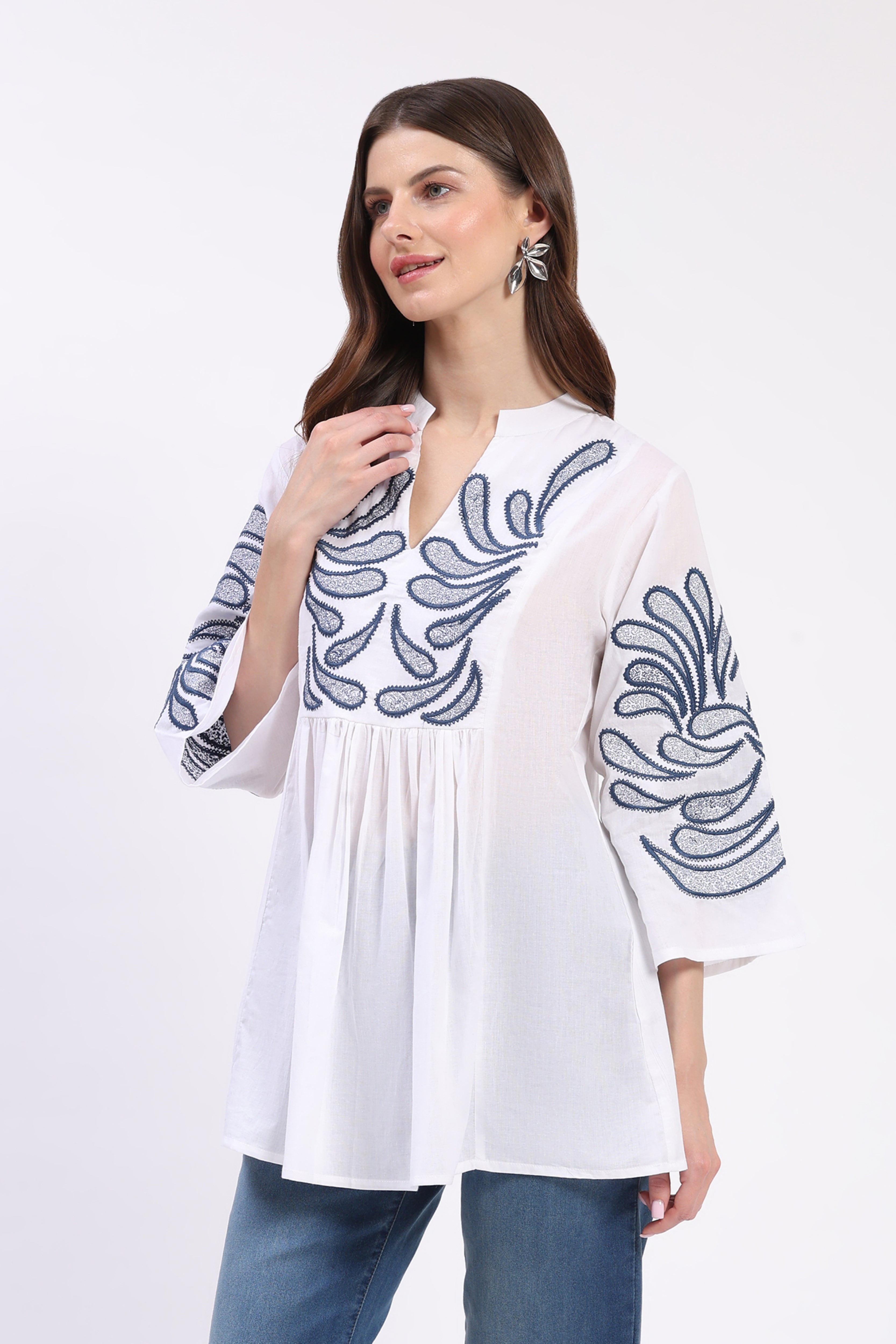 White Embroidered Ethnic Tunic