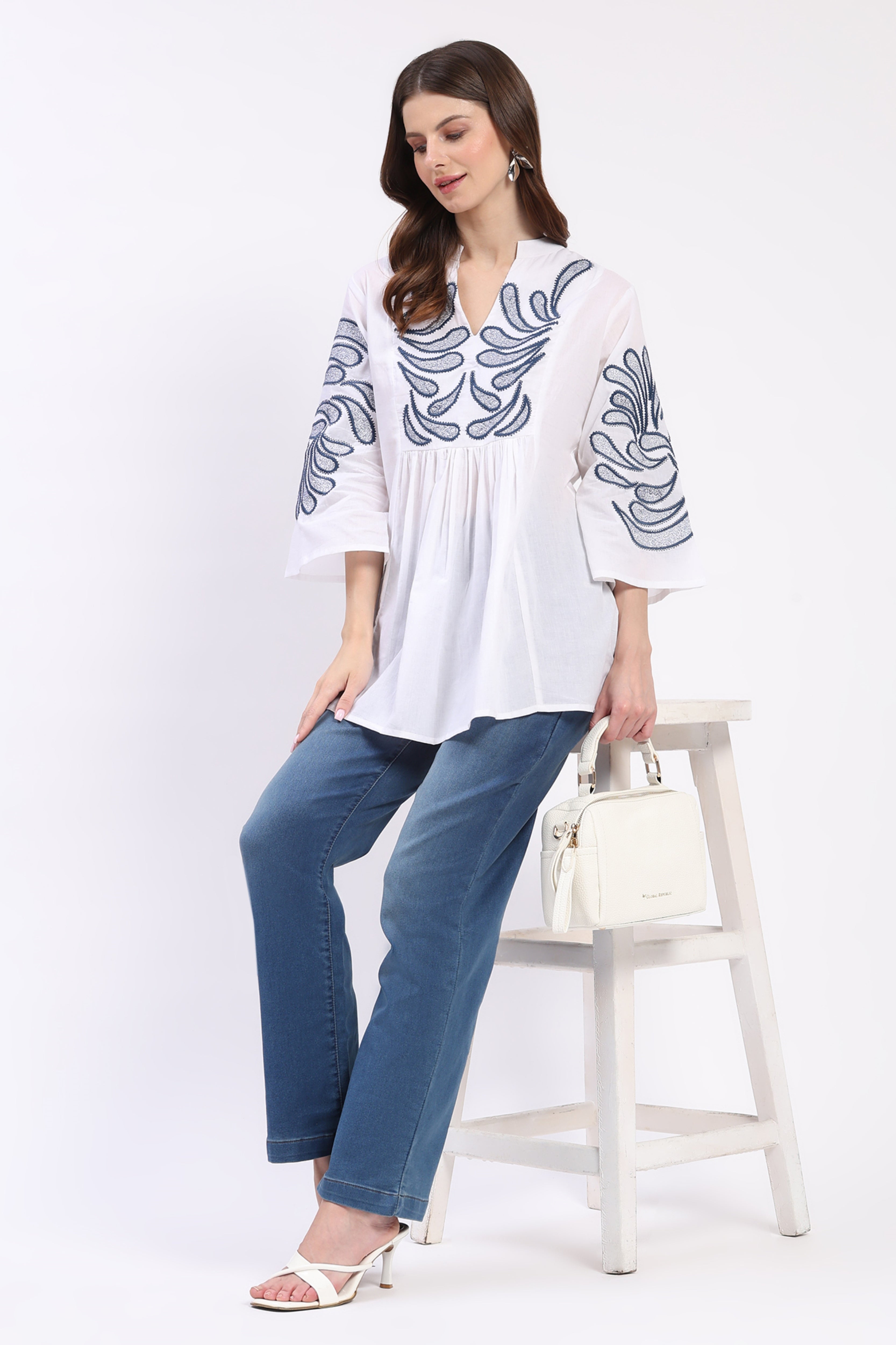 White Embroidered Ethnic Tunic